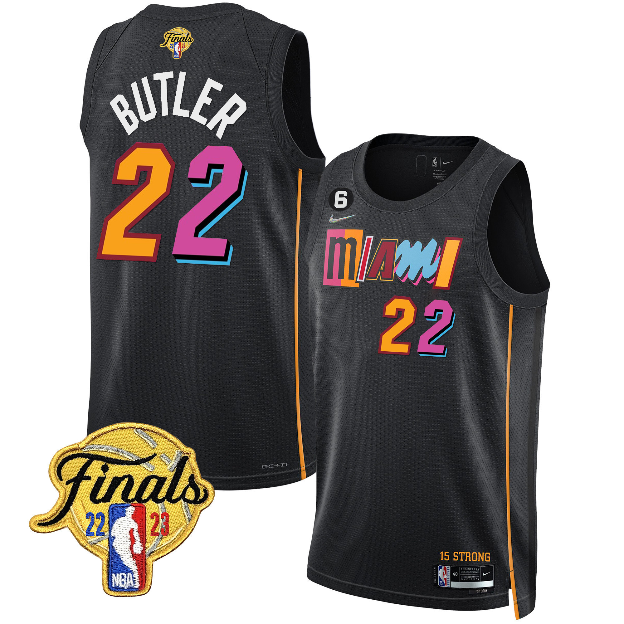 Jimmy Butler Men's Miami Heat 2023 Finals Patch Collection City Black Jersey V2 - All Stitched
