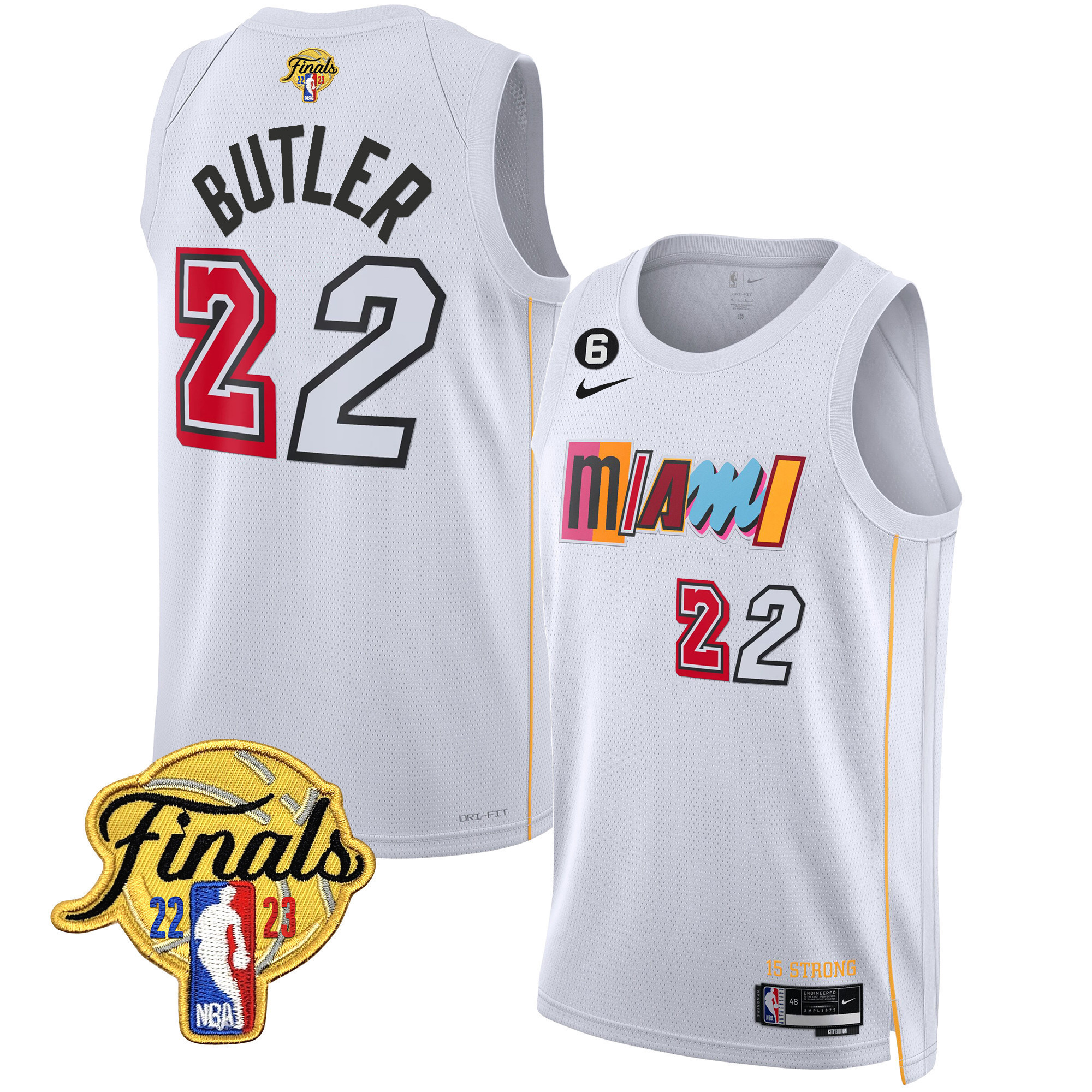 Jimmy Butler Men's Miami Heat 2023 Finals Patch Collection City White Jersey V2 - All Stitched