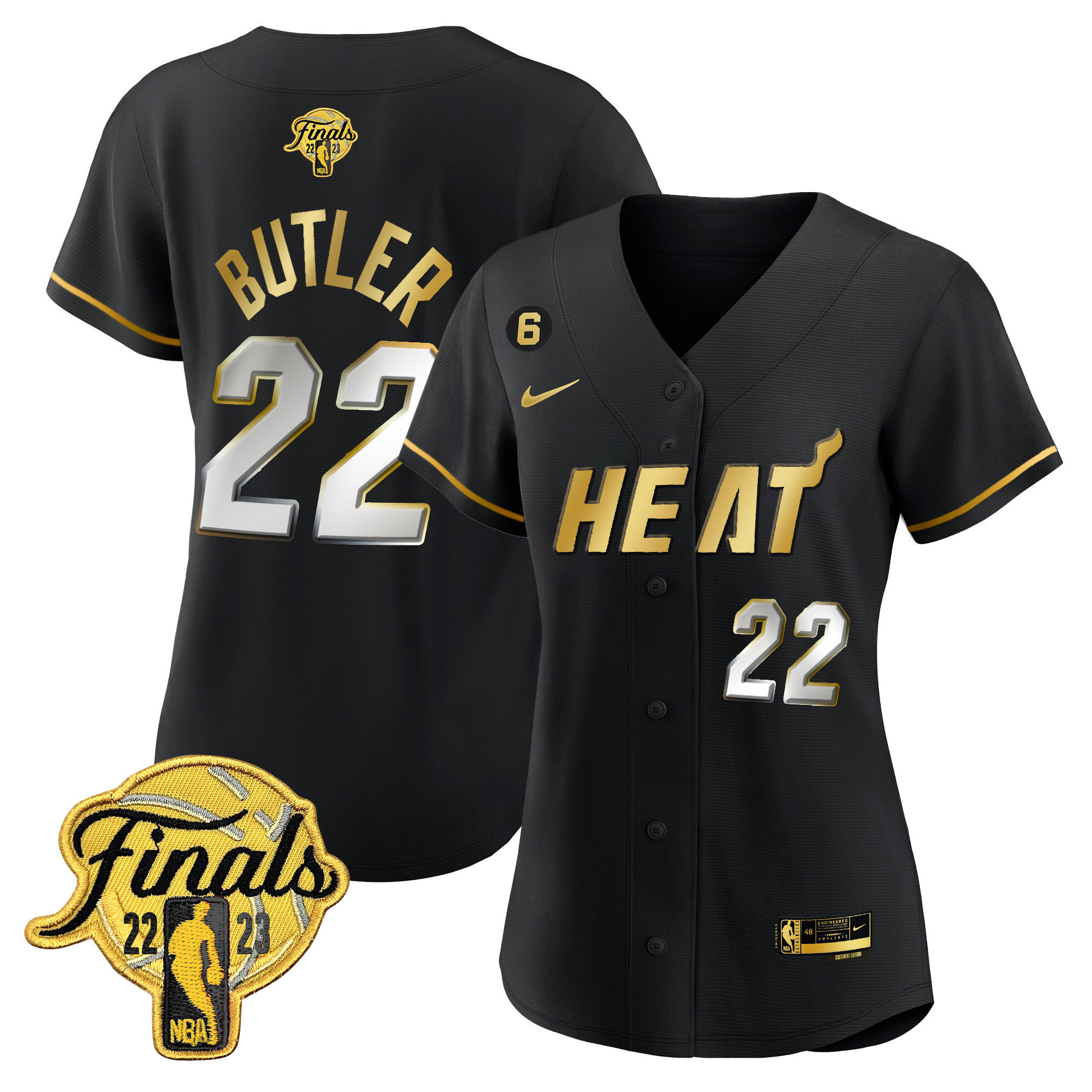 Jimmy Butler Women's Miami Heat 2023 Finals Baseball Cool Base Black Limited Jersey - All Stitched