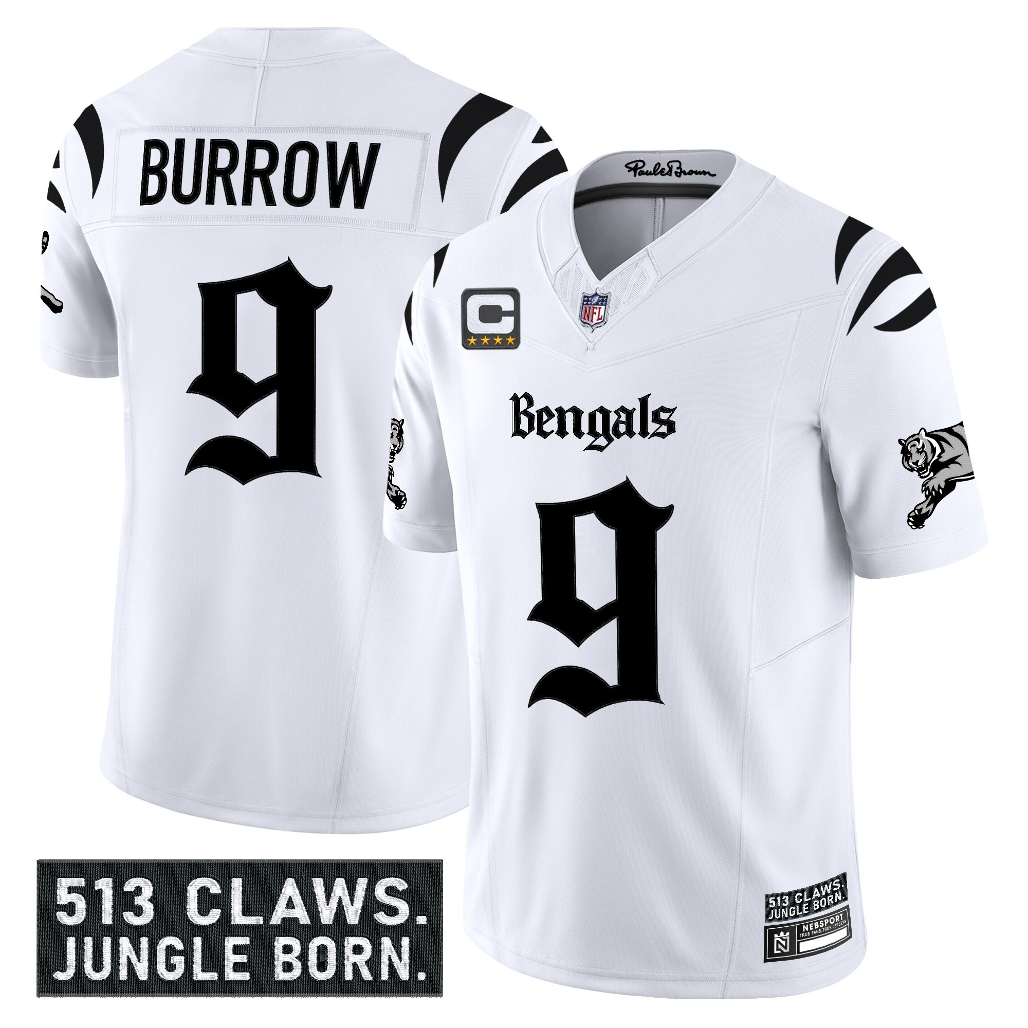 Joe Burrow Men's Cincinnati Bengals Gothic Jungle Shadows Edition Vapor Limited White Jersey - All Stitched