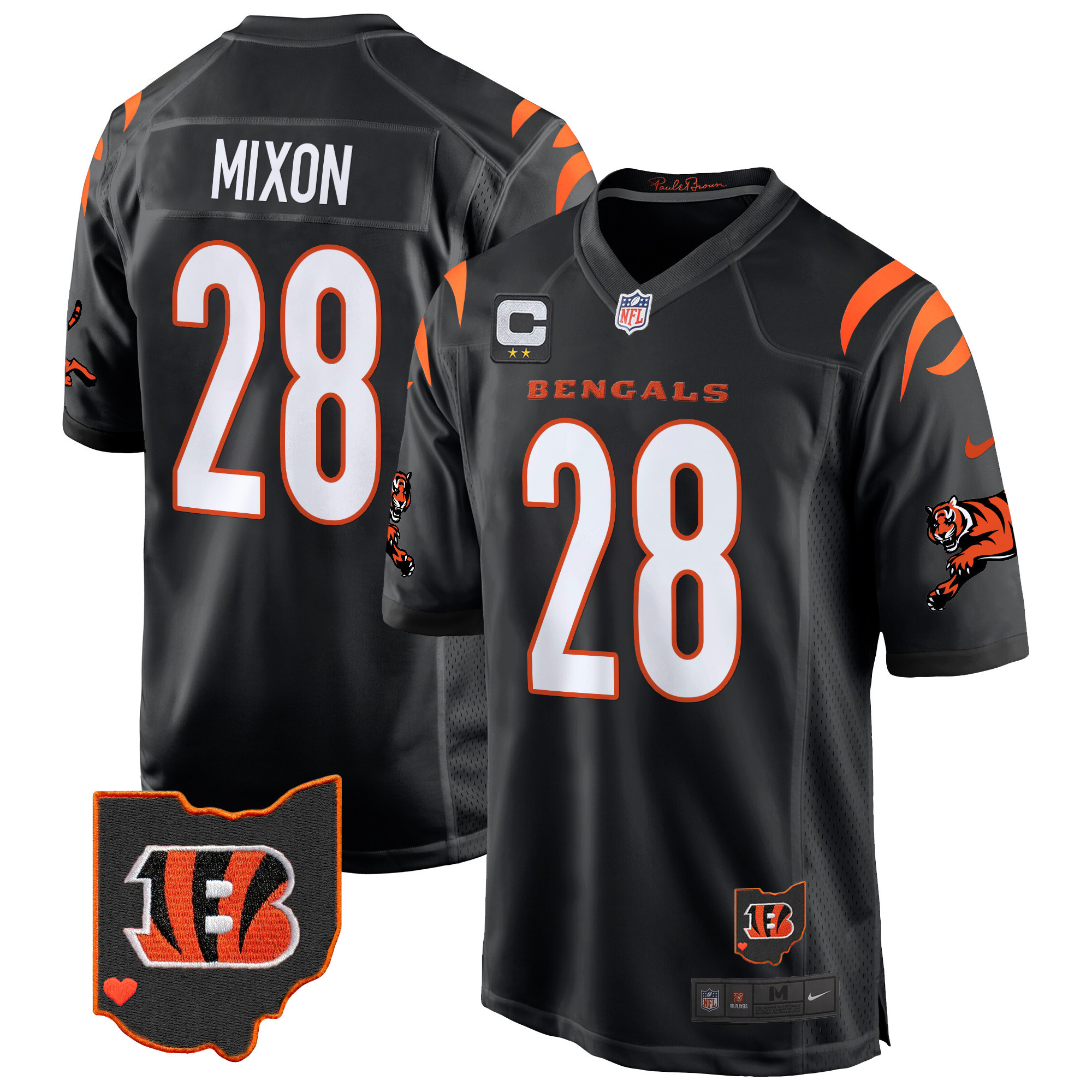 Joe Mixon Men's Cincinnati Bengals 2024 Game Black Jersey - All Stitched