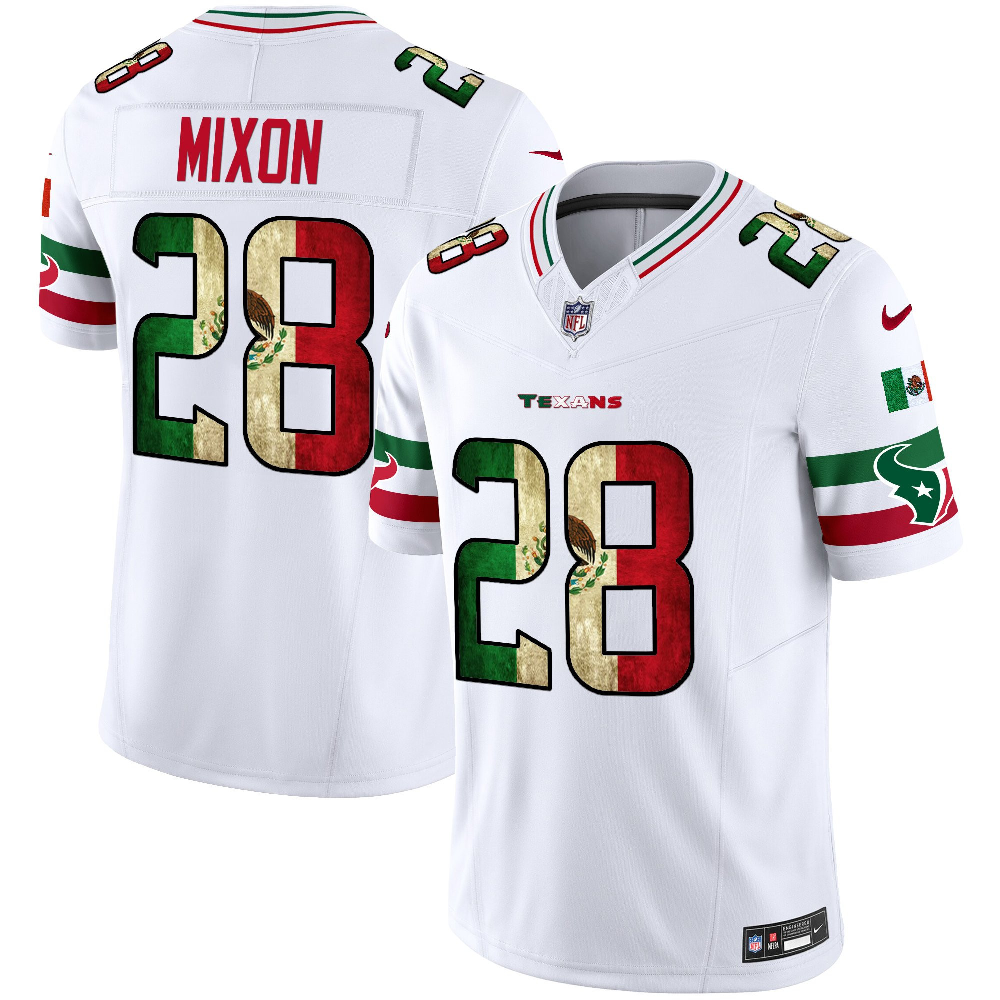 Joe Mixon Men's Houston Texans 2025 Mexico Vapor Limited White Jersey - All Stitched