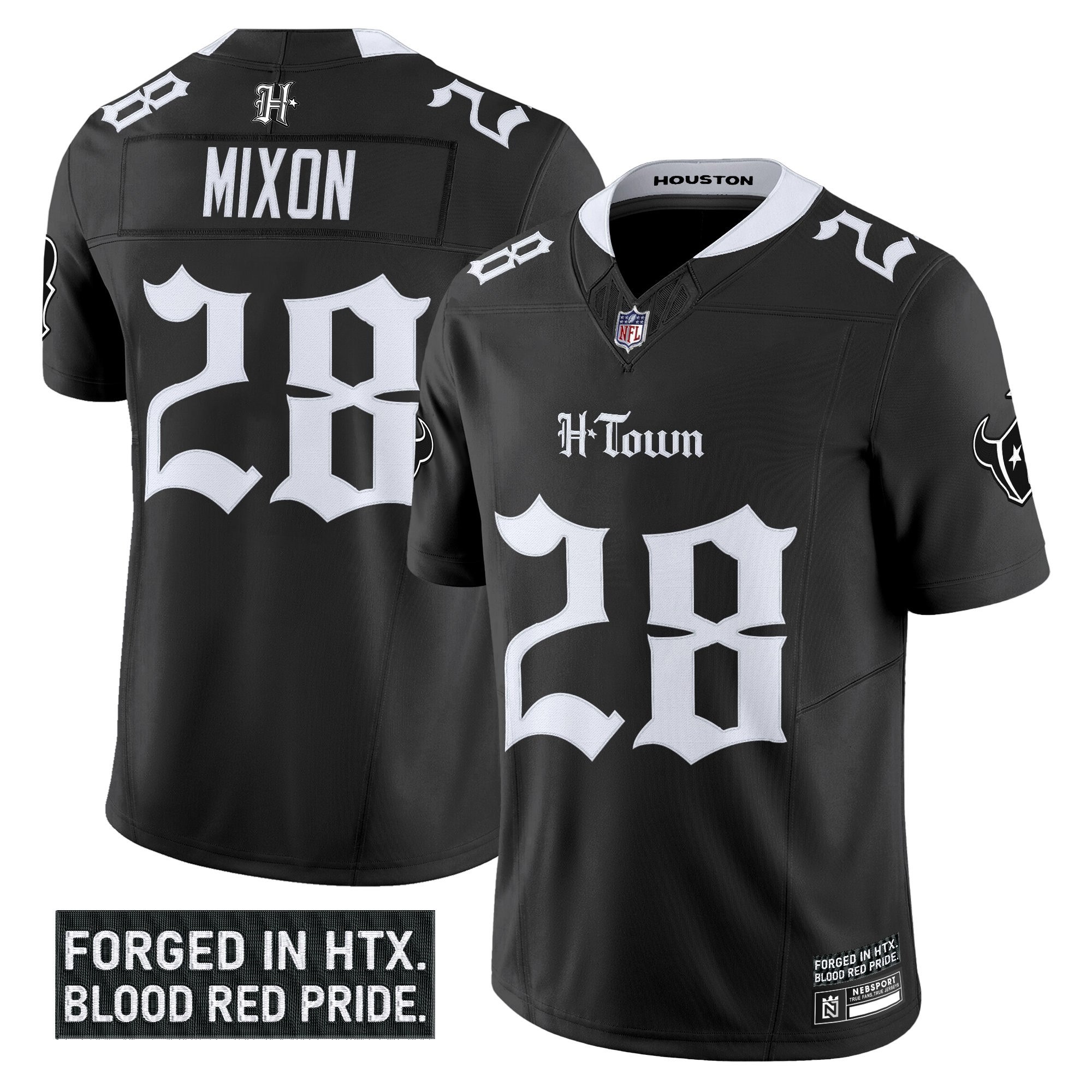 Joe Mixon Men's Houston Texans Gothic Lone Star Shadows Edition Vapor Limited Black Jersey - All Stitched
