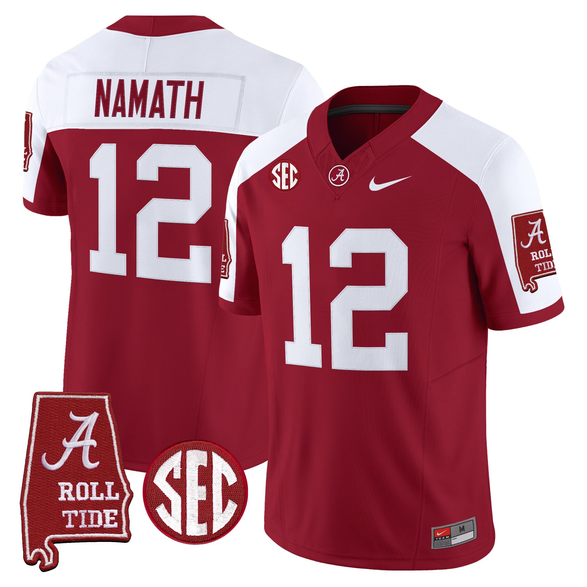 Joe Namath Men's Alabama Crimson Tide 2025 Vapor Limited Crimson Alternate Jersey - Alabama Map - All Stitched