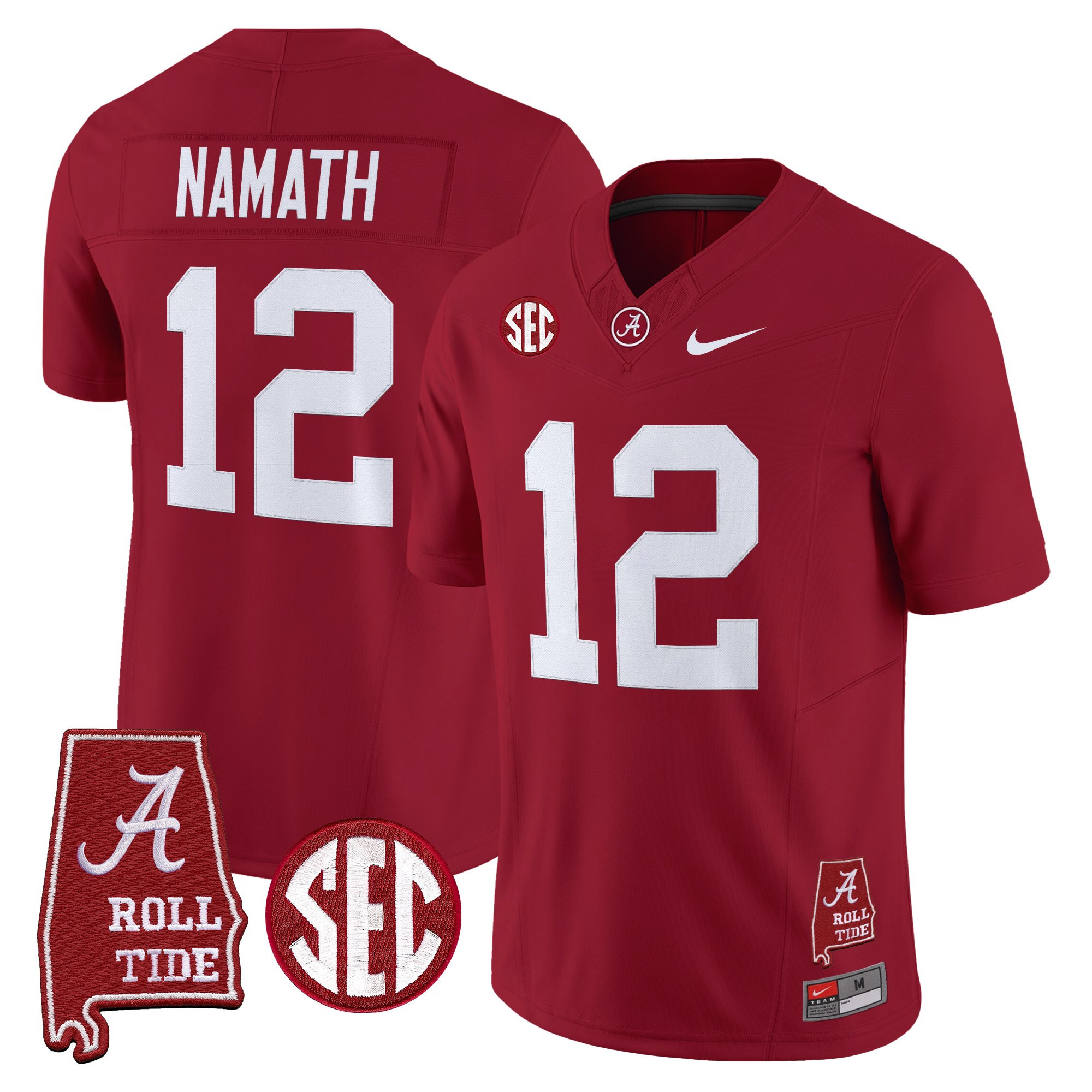 Joe Namath Men's Alabama Crimson Tide 2025 Vapor Limited Crimson Jersey - Alabama Map - All Stitched