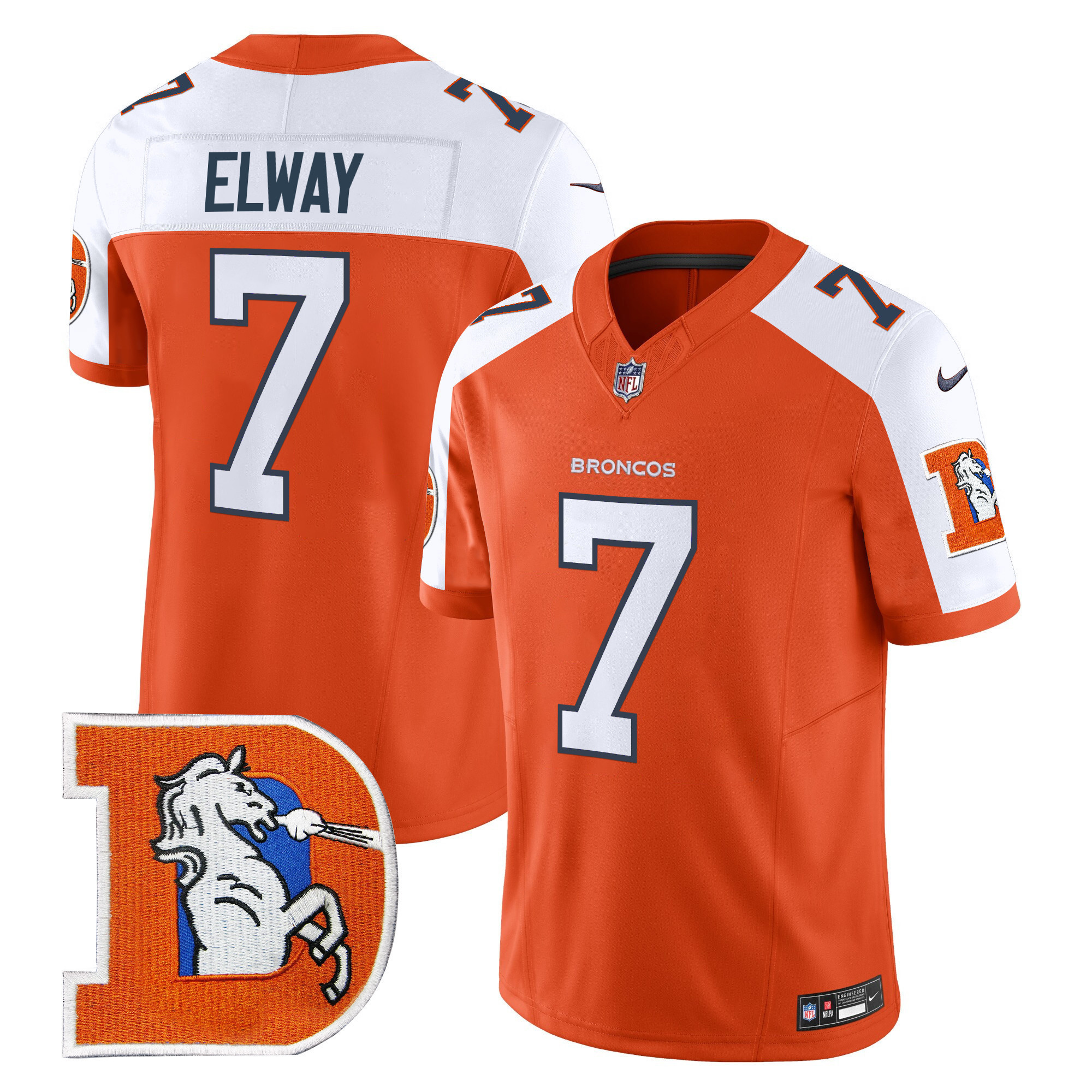 John Elway Men's Denver Broncos Throwback Vapor Limited Orange Alternate Jersey V2 - All Stitched