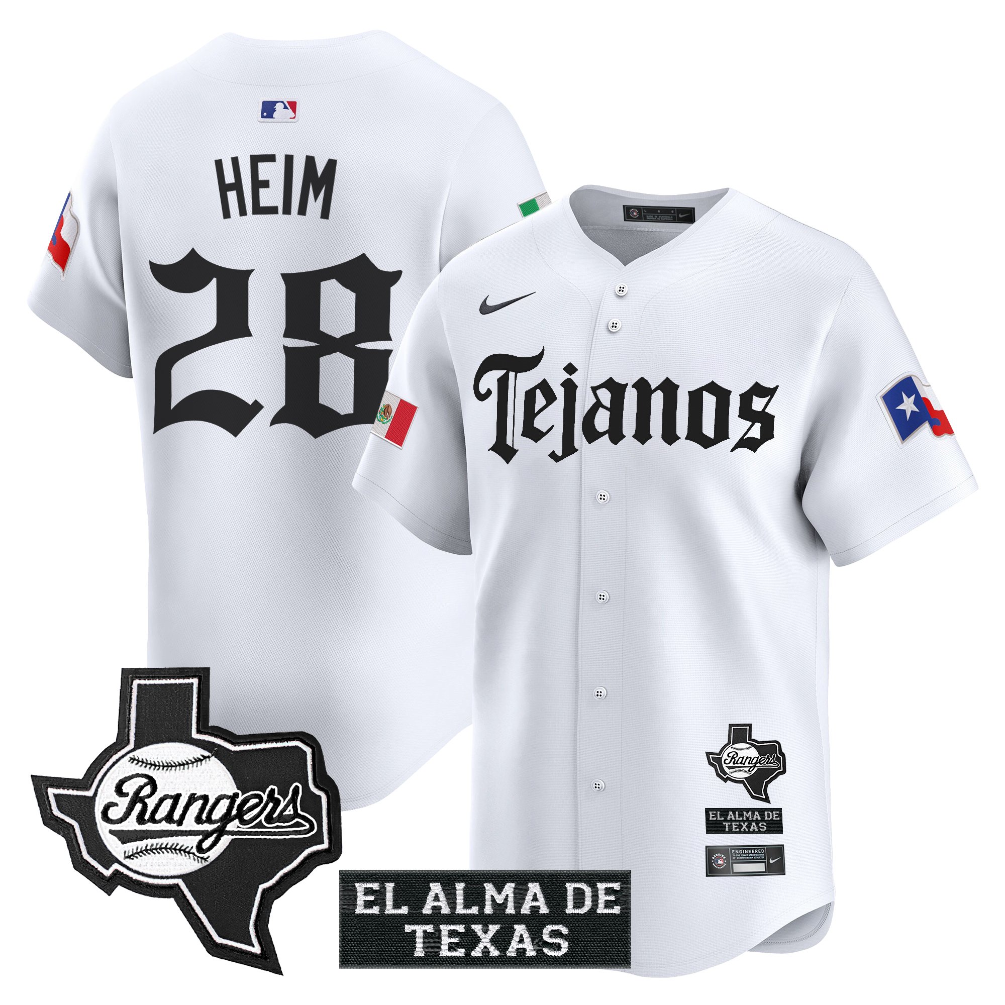 Jonah Heim Men's Texas Rangers Mexico Tejano Barrio Style Vapor Premier Limited White Jersey - All Stitched