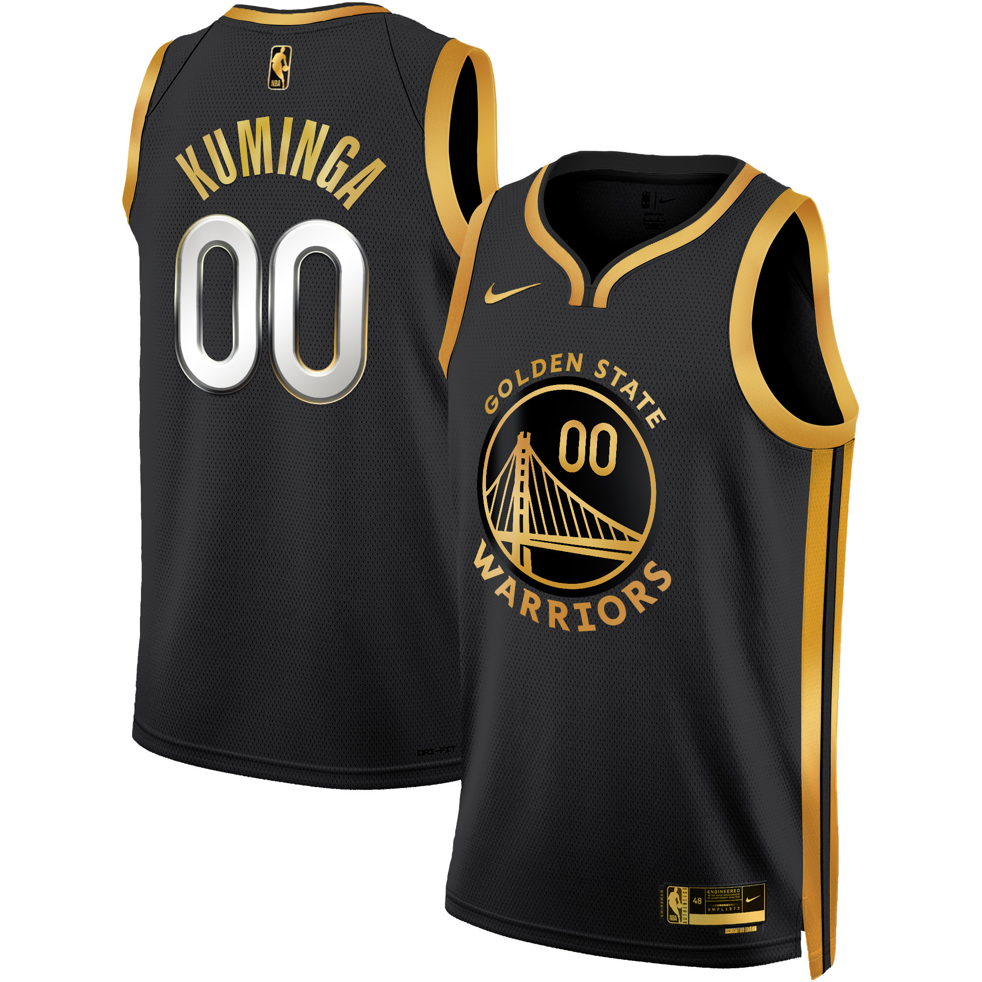 Jonathan Kuminga Men's Golden State Warriors 2025 Swingman Black Gold Jersey - All Stitched