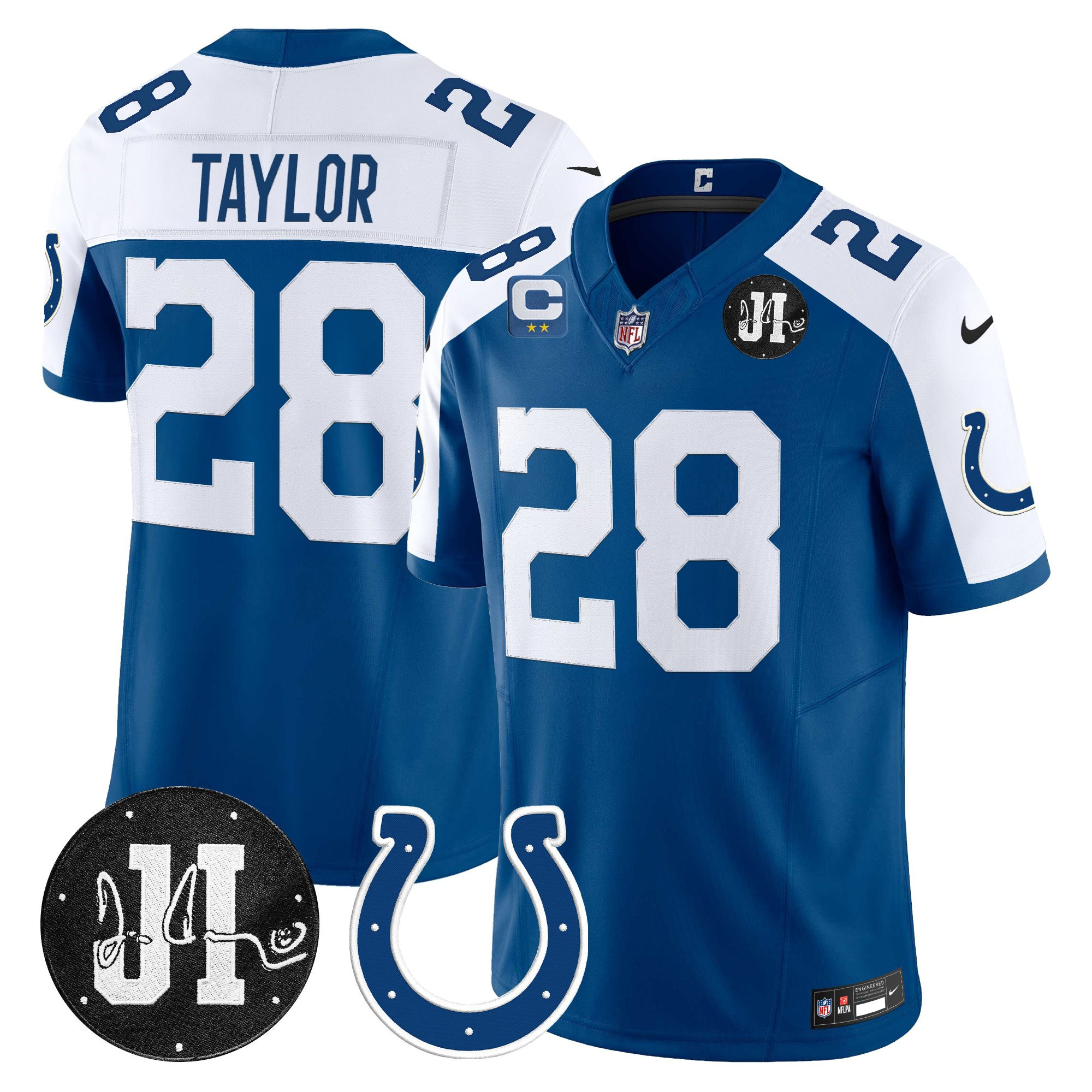 Jonathan Taylor Men's Indianapolis Colts 2025 Jim Irsay Patch Vapor Limited Royal Alternate Jersey - All Stitched