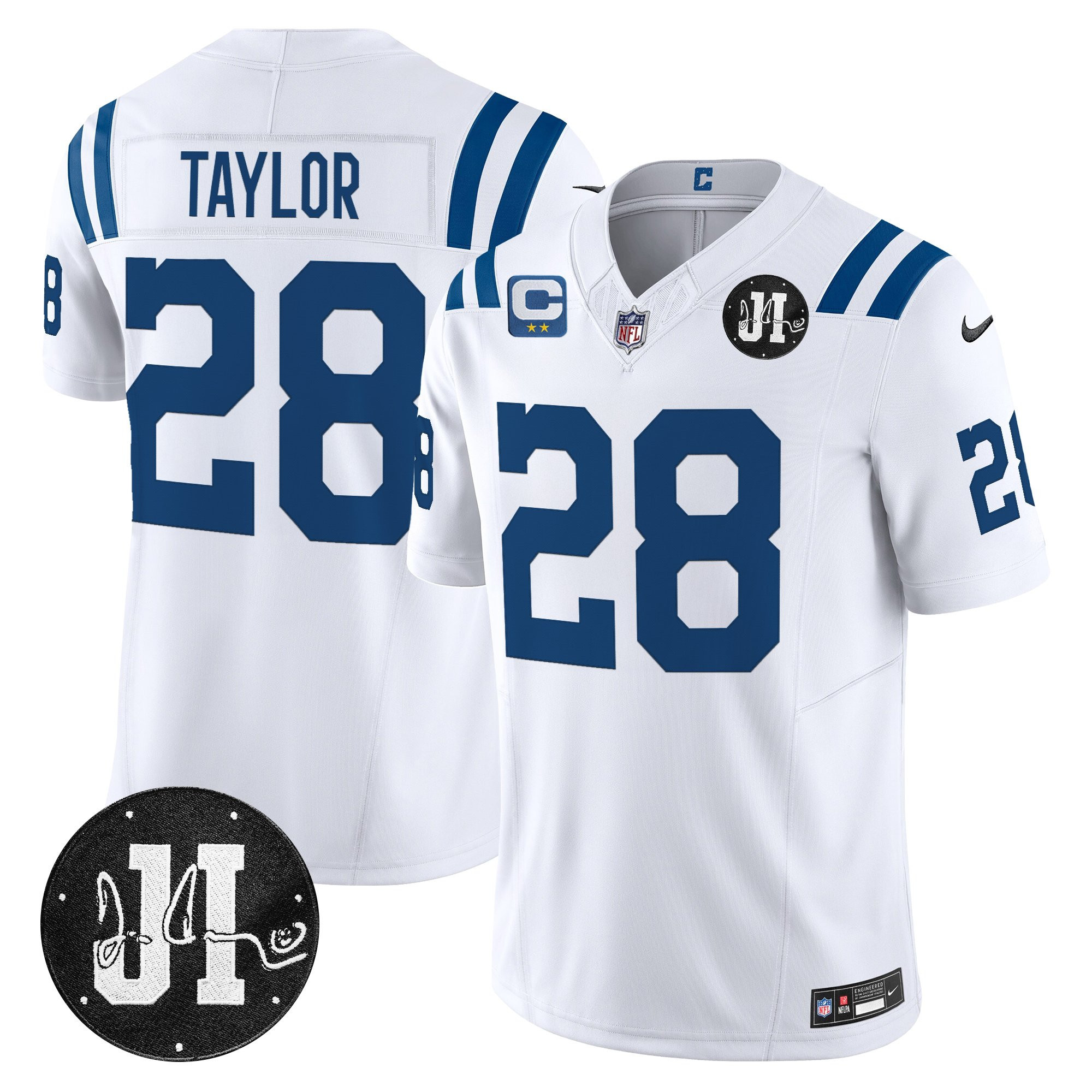 Jonathan Taylor Men's Indianapolis Colts 2025 Jim Irsay Patch Vapor Limited White Jersey - All Stitched