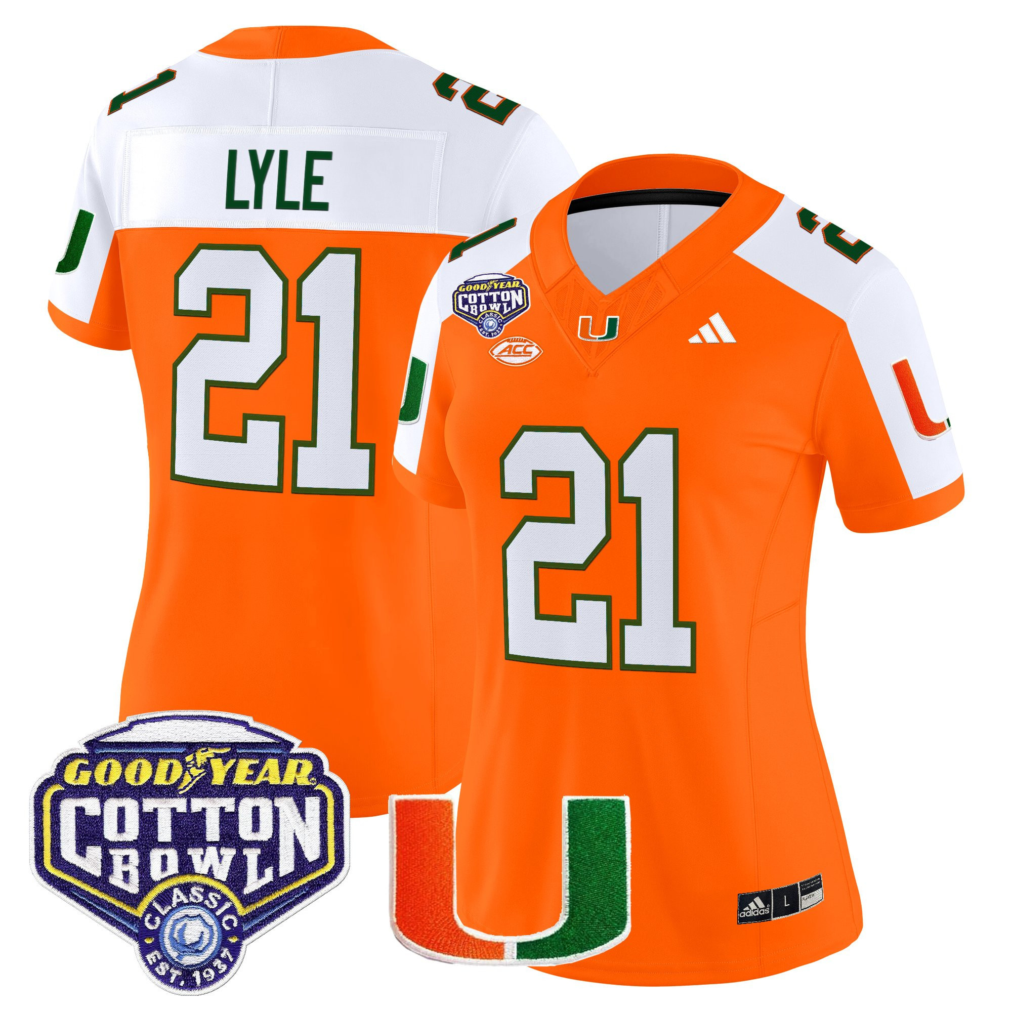 Jordan Lyle Women's Miami Hurricanes 2025 Cotton Bowl Vapor Limited Orange Alternate Jersey - All Stitched