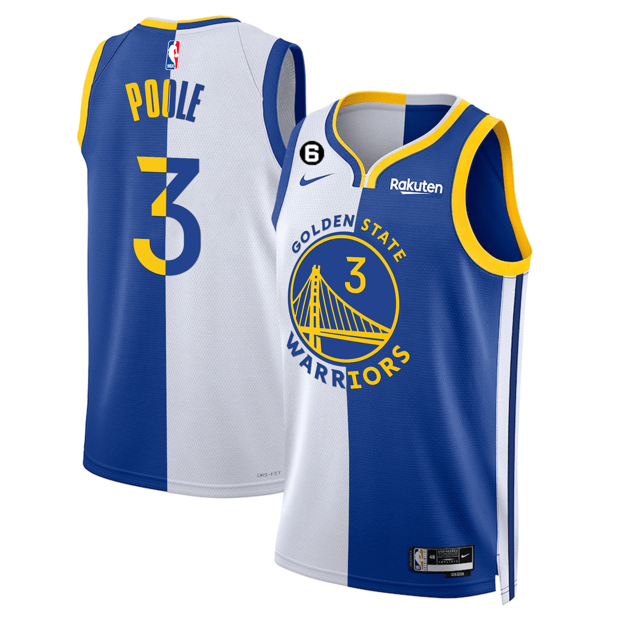 Jordan Poole Men's Golden State Warriors 2022/23 Split Jersey Collection - All Stitched