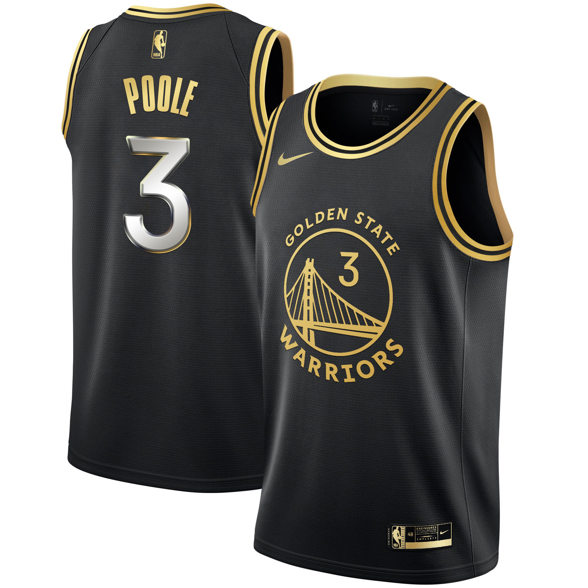 Jordan Poole Men's Golden State Warriors Black Limited & Gold Black Limited Jersey - All Stitched