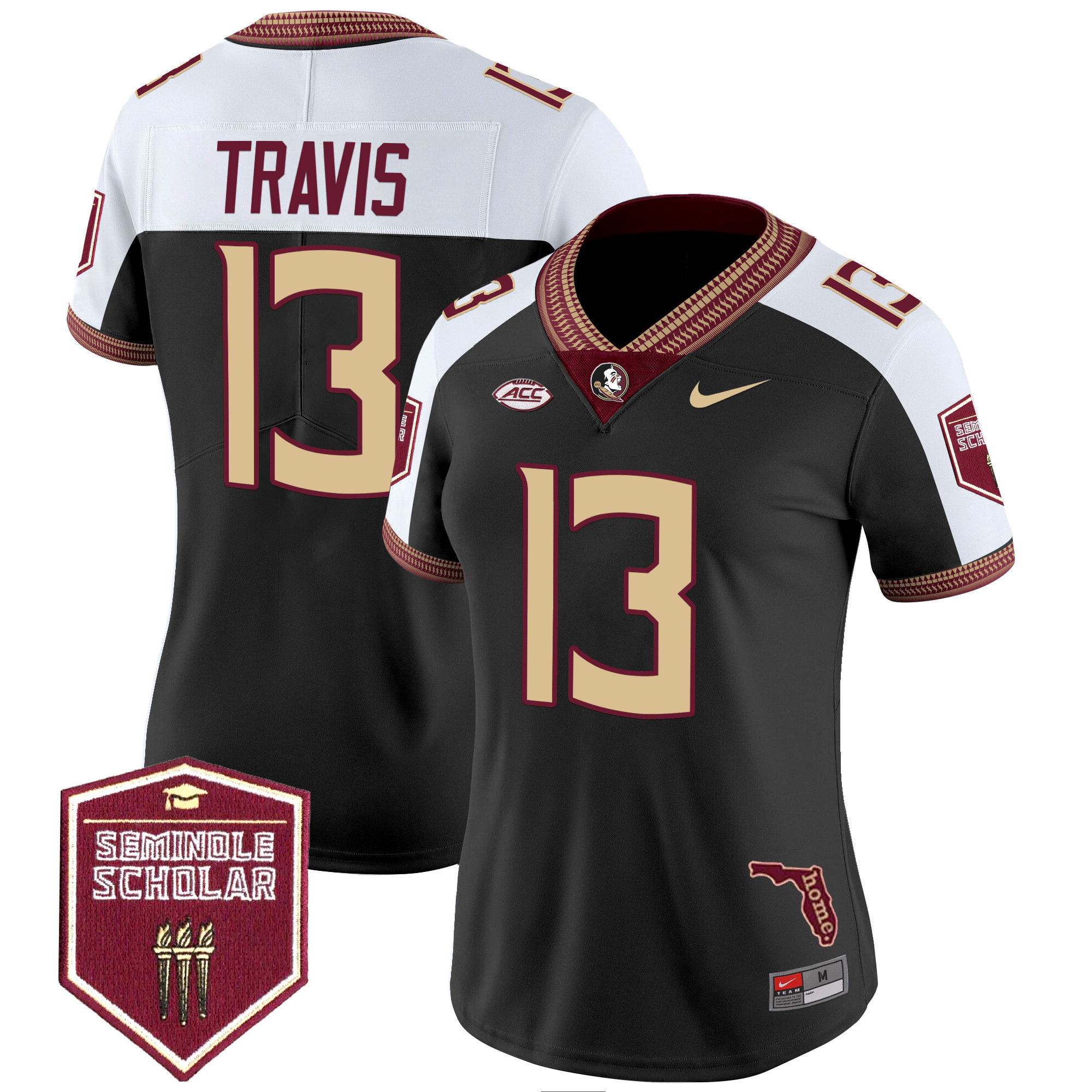 Jordan Travis Women's Florida State Seminoles 2025 Seminole Scholar Patch Vapor Limited Black Alternate Jersey - All Stitched
