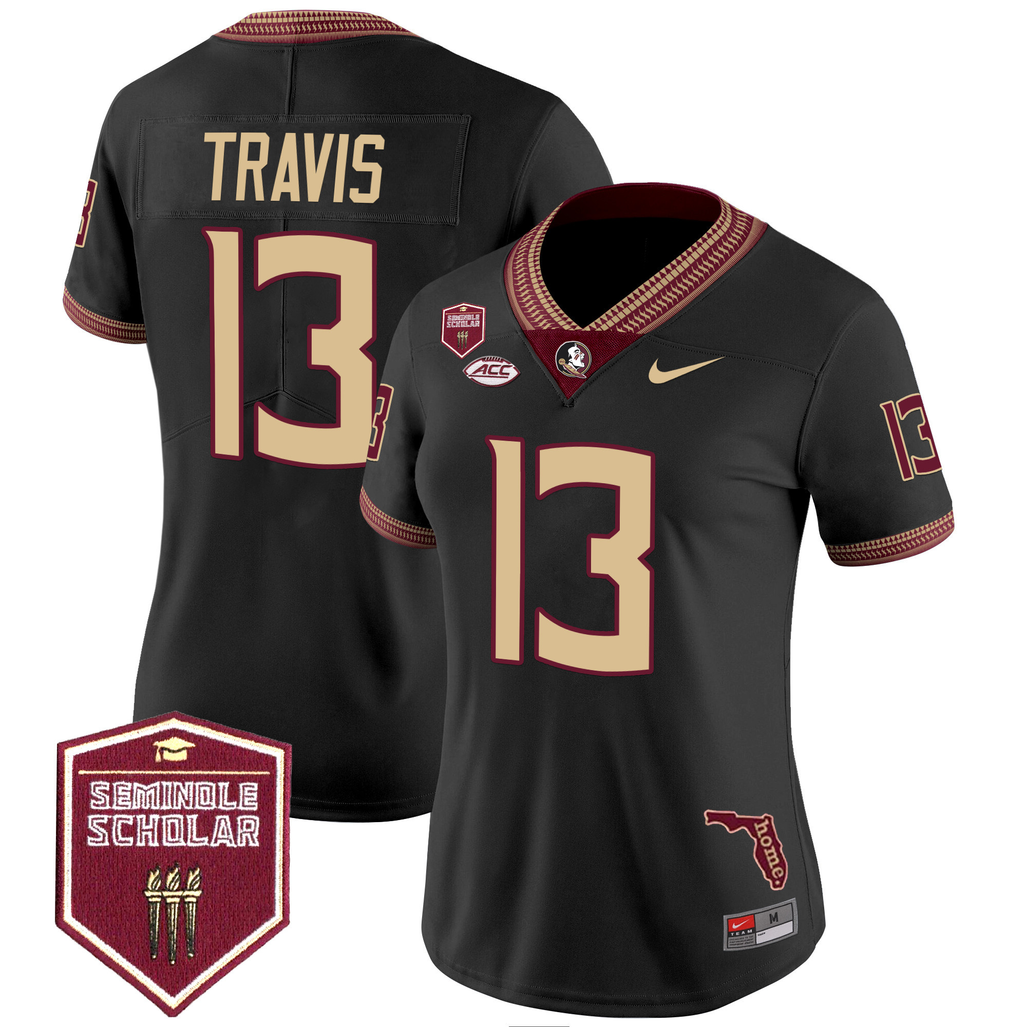Jordan Travis Women's Florida State Seminoles 2025 Seminole Scholar Patch Vapor Limited Black Jersey - All Stitched