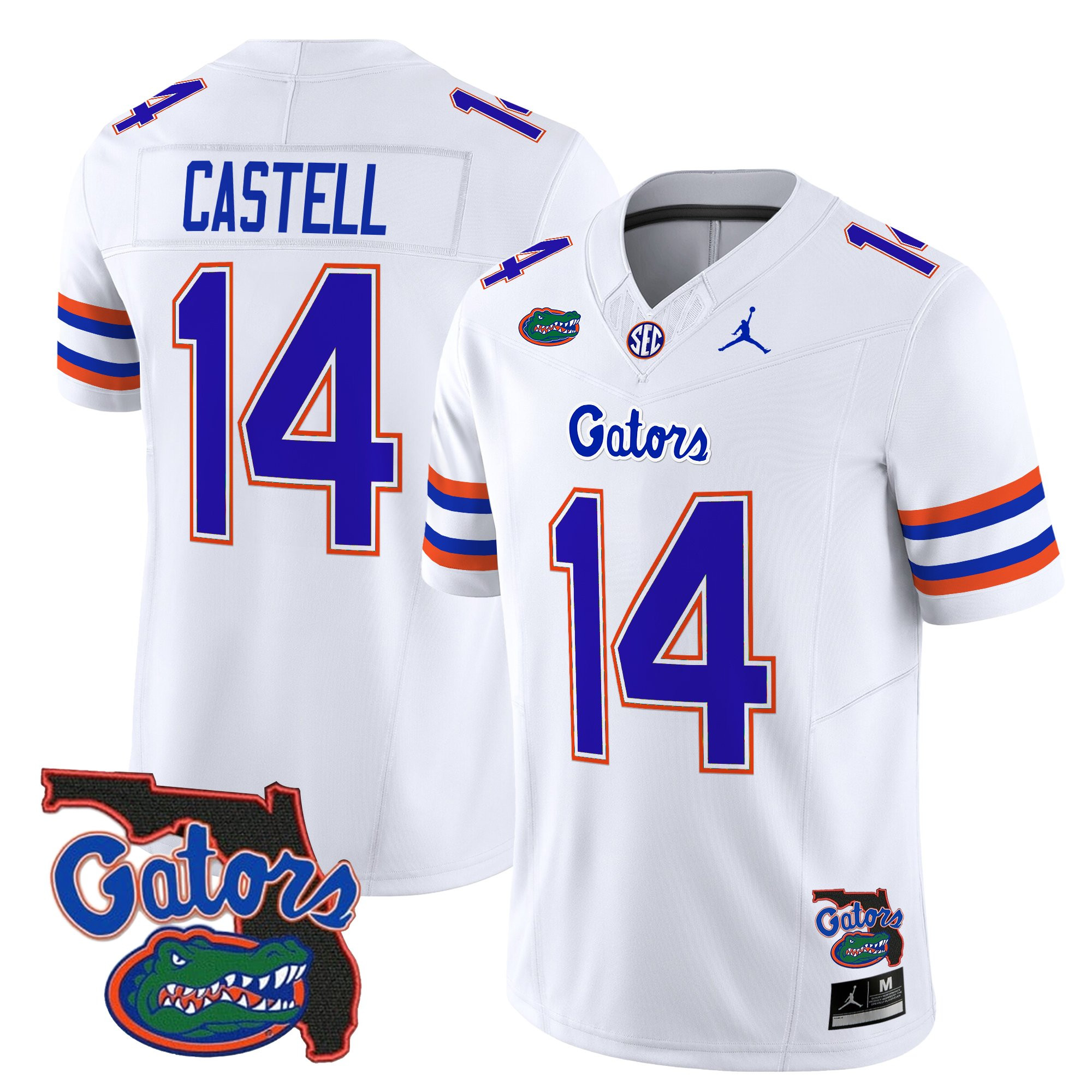 Jordan?Castell Men's Florida Gators 2025 Florida Patch Vapor Limited White Jersey - All Stitched