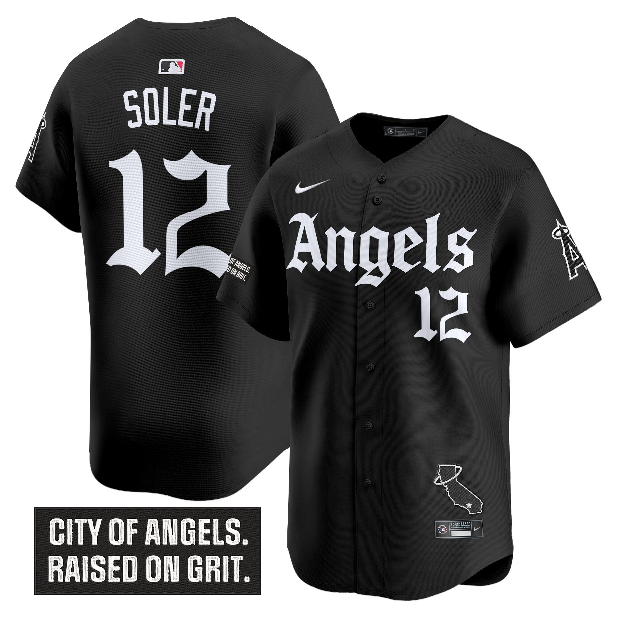 Jorge Soler Men's Los Angeles Angels Gothic Halo Edition Vapor Premier Limited Black Jersey - All Stitched