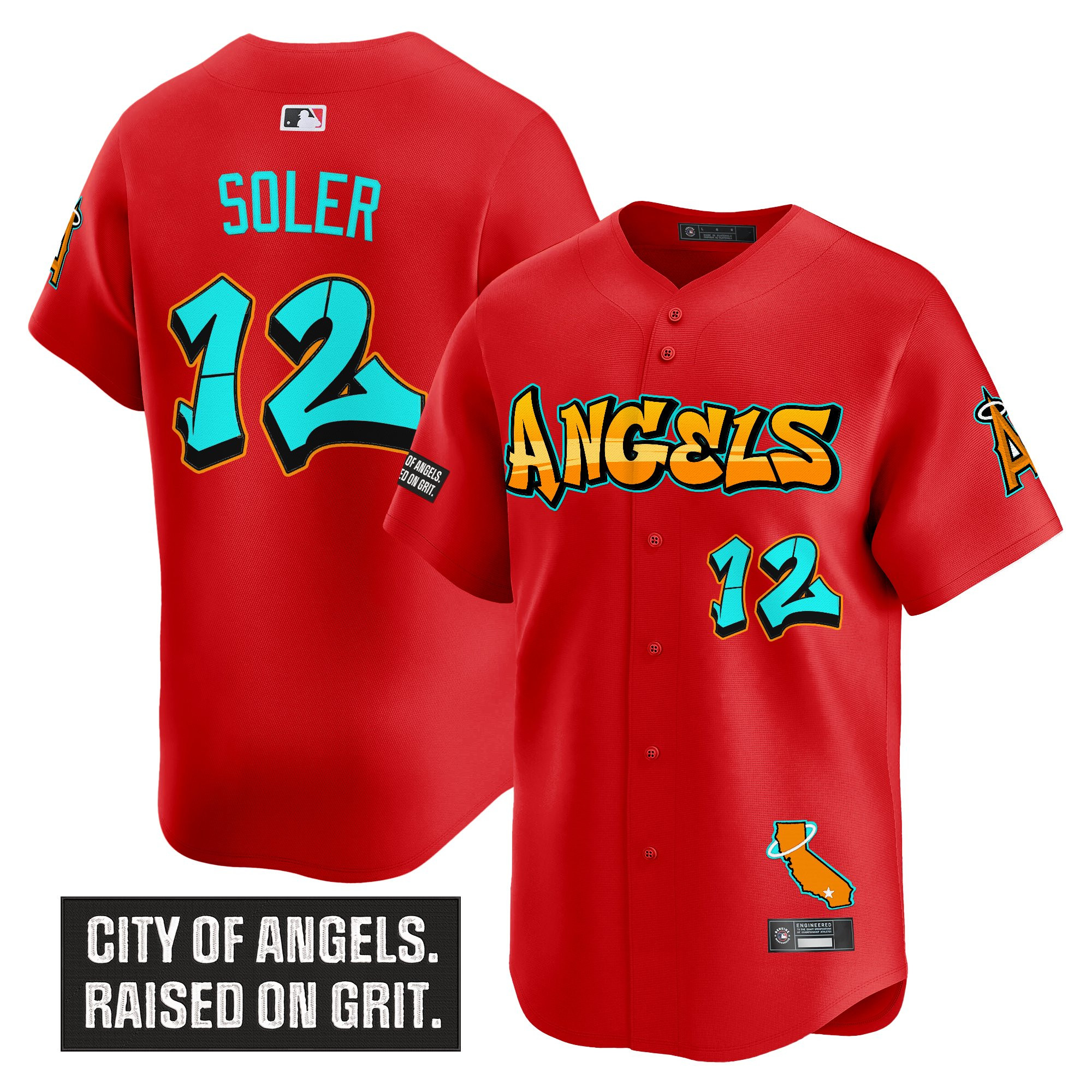 Jorge Soler Men's Los Angeles Angels Graffiti Halo Drop Edition Vapor Premier Limited Red Jersey - All Stitched