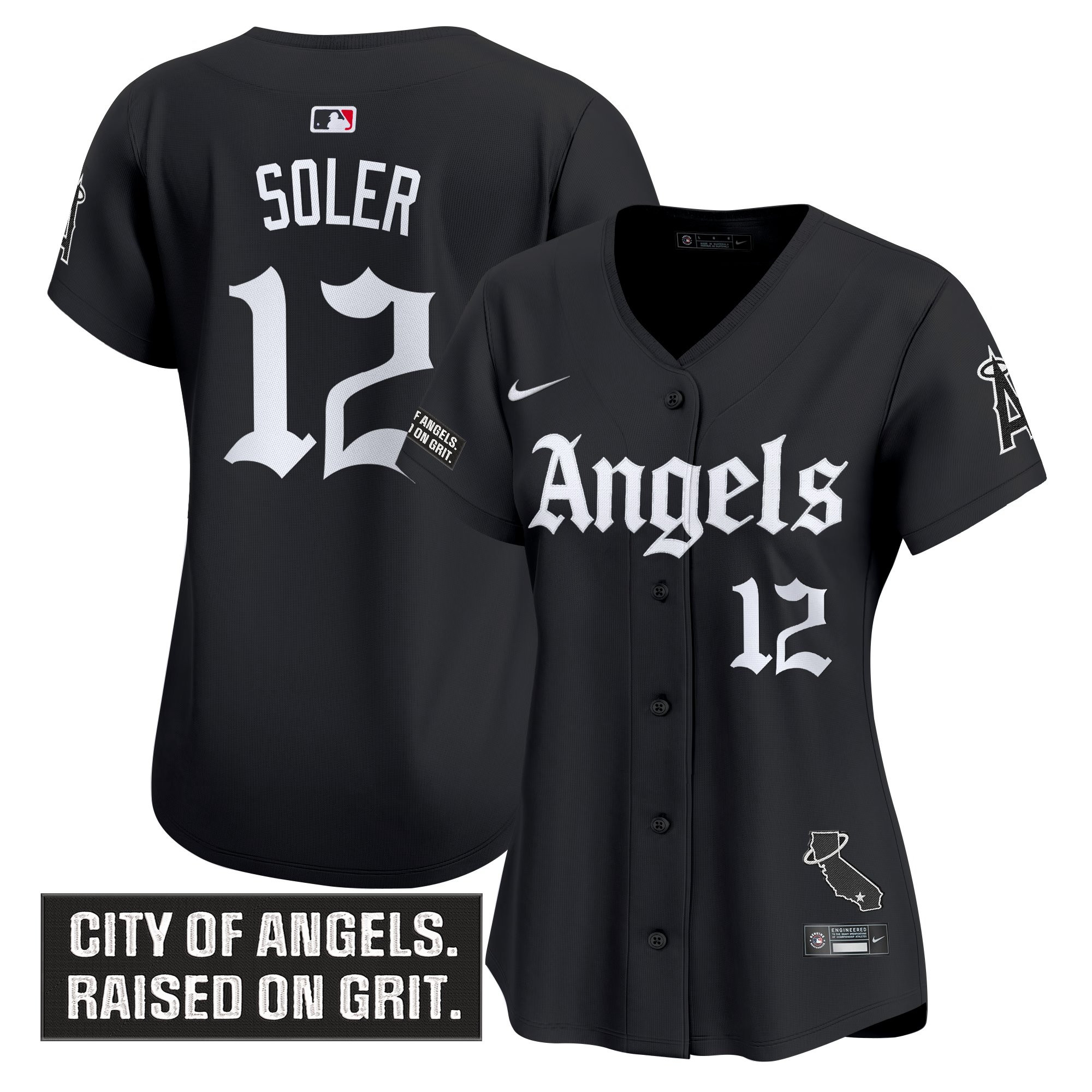 Jorge Soler Women's Los Angeles Angels Gothic Halo Edition Vapor Premier Limited Black Jersey - All Stitched