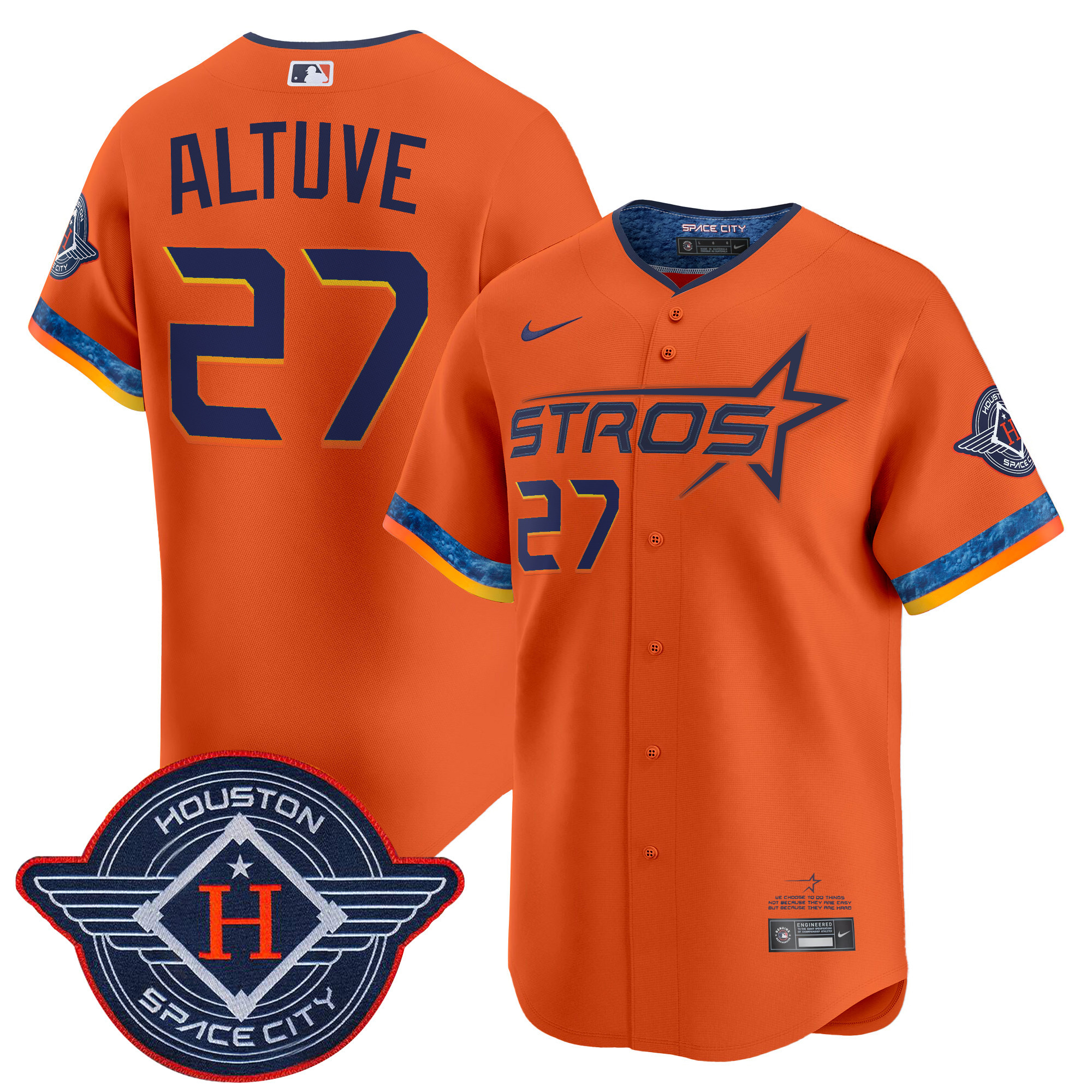 JosÃƒÆ’Ã‚Â© Altuve Men's Houston Astros 2025 City Connect Vapor Premier Limited Orange Jersey - All Stitched