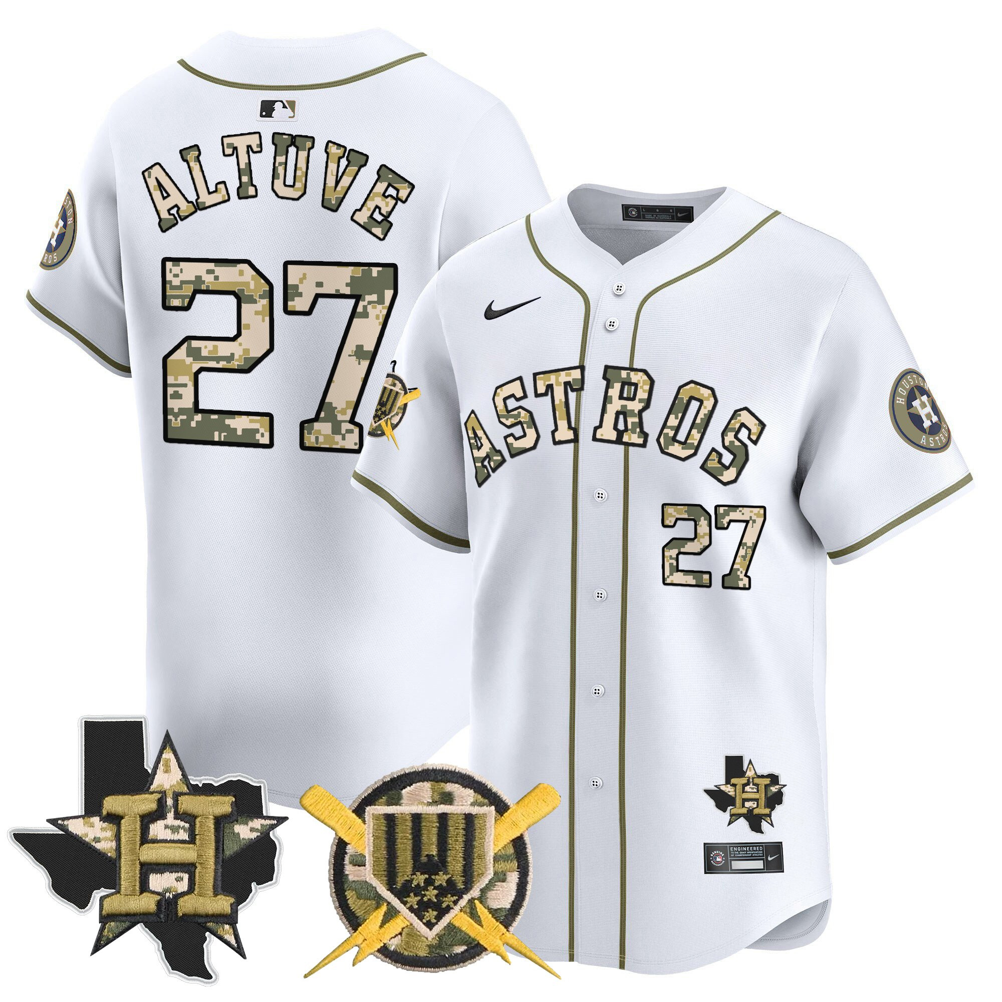 JosÃƒÆ’Ã‚Â© Altuve Men's Houston Astros Armed Forces Day Vapor Premier Limited Home Jersey V2 - All Stitched