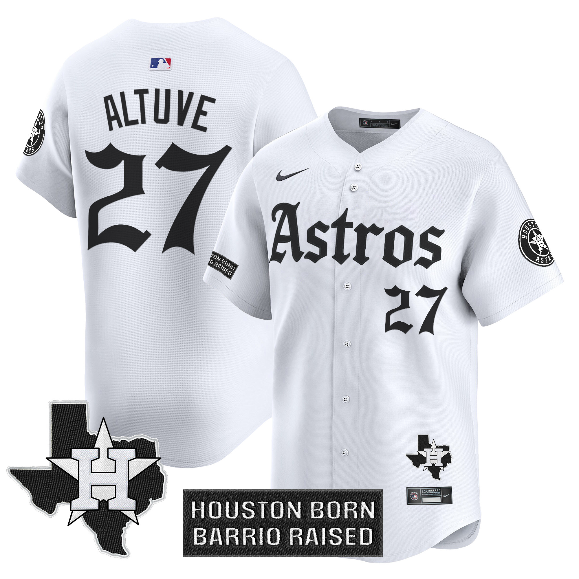 JosÃƒÆ’Ã‚Â© Altuve Men's Houston Astros 'Gothic Edition Vapor Premier Limited White Jersey - All Stitched