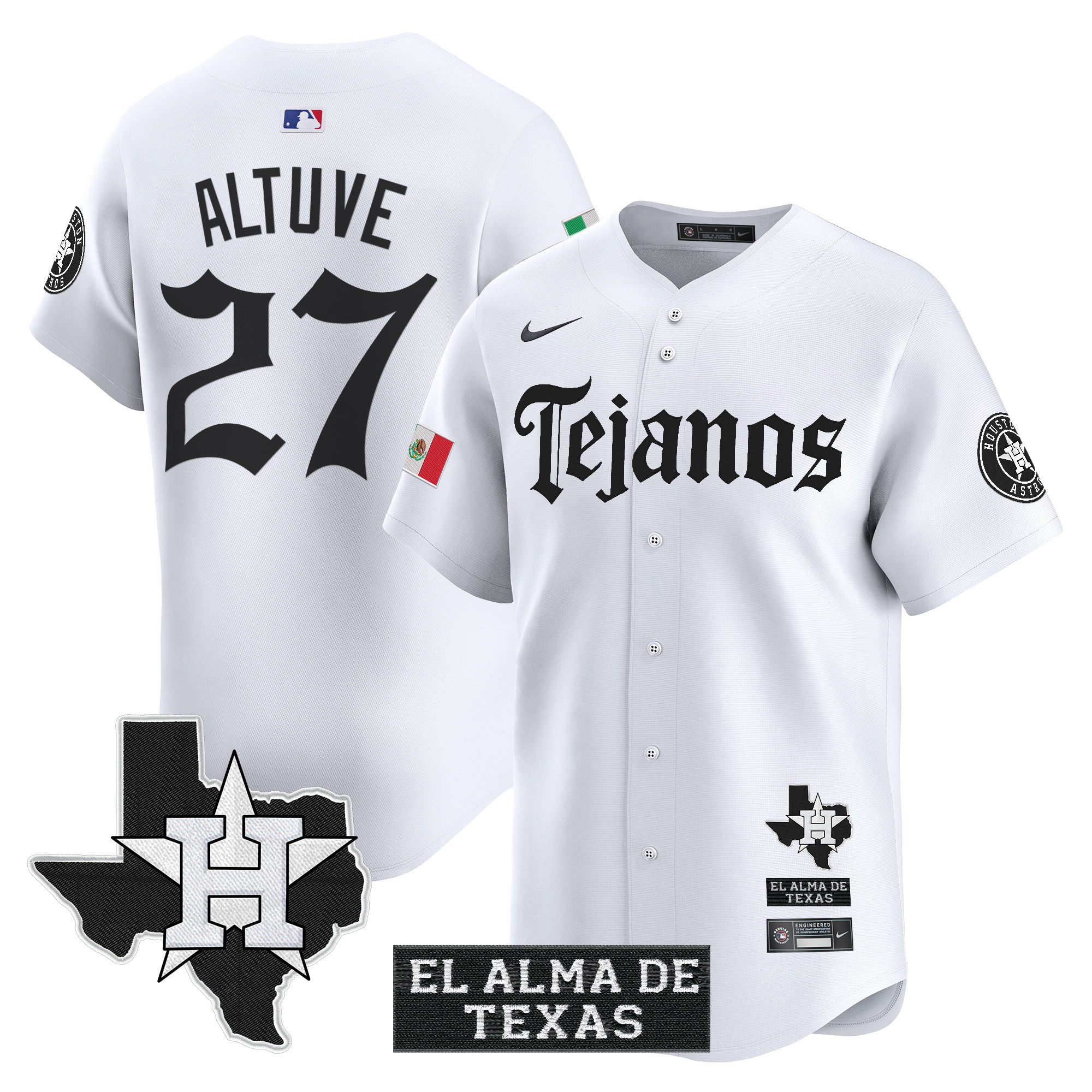 JosÃƒÆ’Ã‚Â© Altuve Men's Houston Astros Mexico Tejano Barrio Style Vapor Premier Limited White Jersey - All Stitched