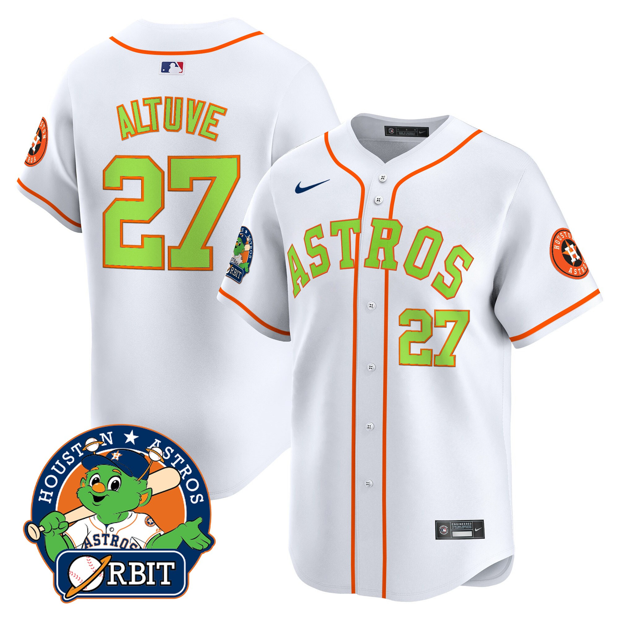 JosÃƒÆ’Ã‚Â© Altuve Men's Houston Astros Orbit Patch Vapor Premier Limited White Jersey V2 - All Stitched