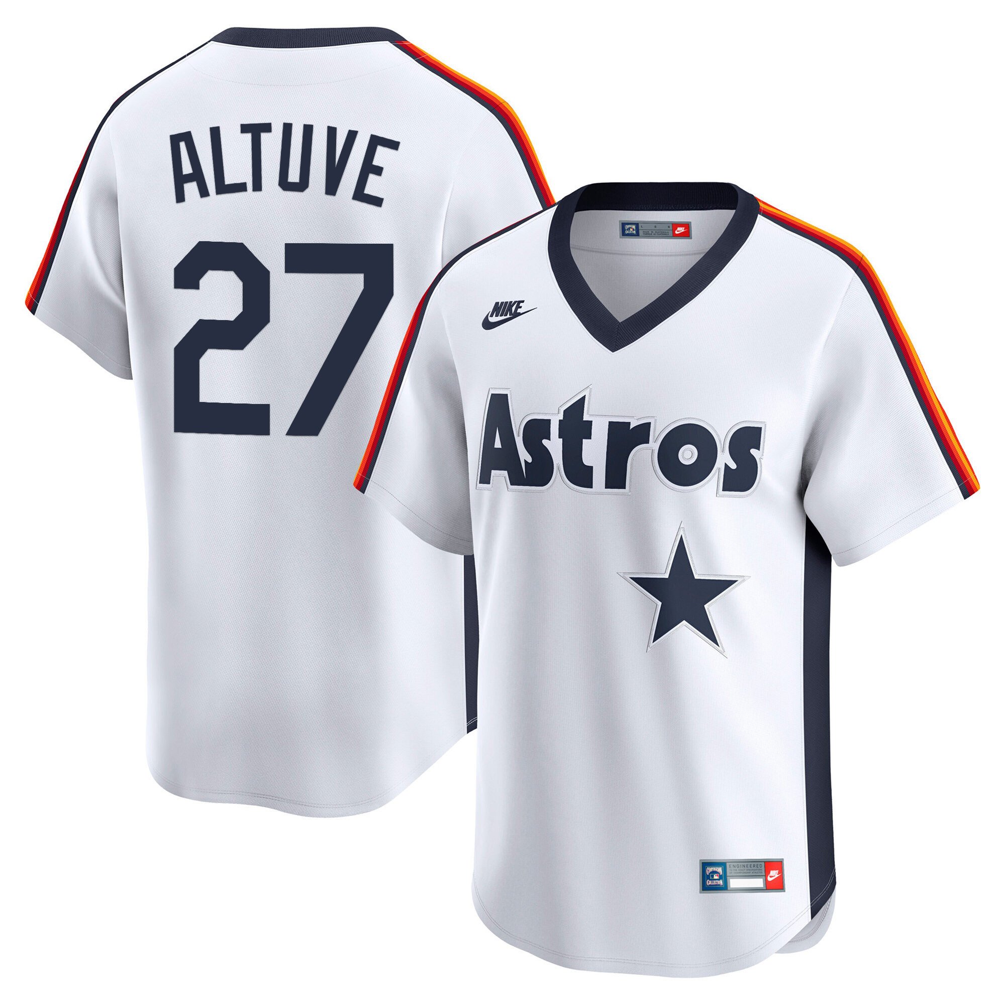 JosÃƒÆ’Ã‚Â© Altuve Men's Houston Astros Throwback Vapor Premier Limited Rainbow Shoulders Jersey - All Stitched