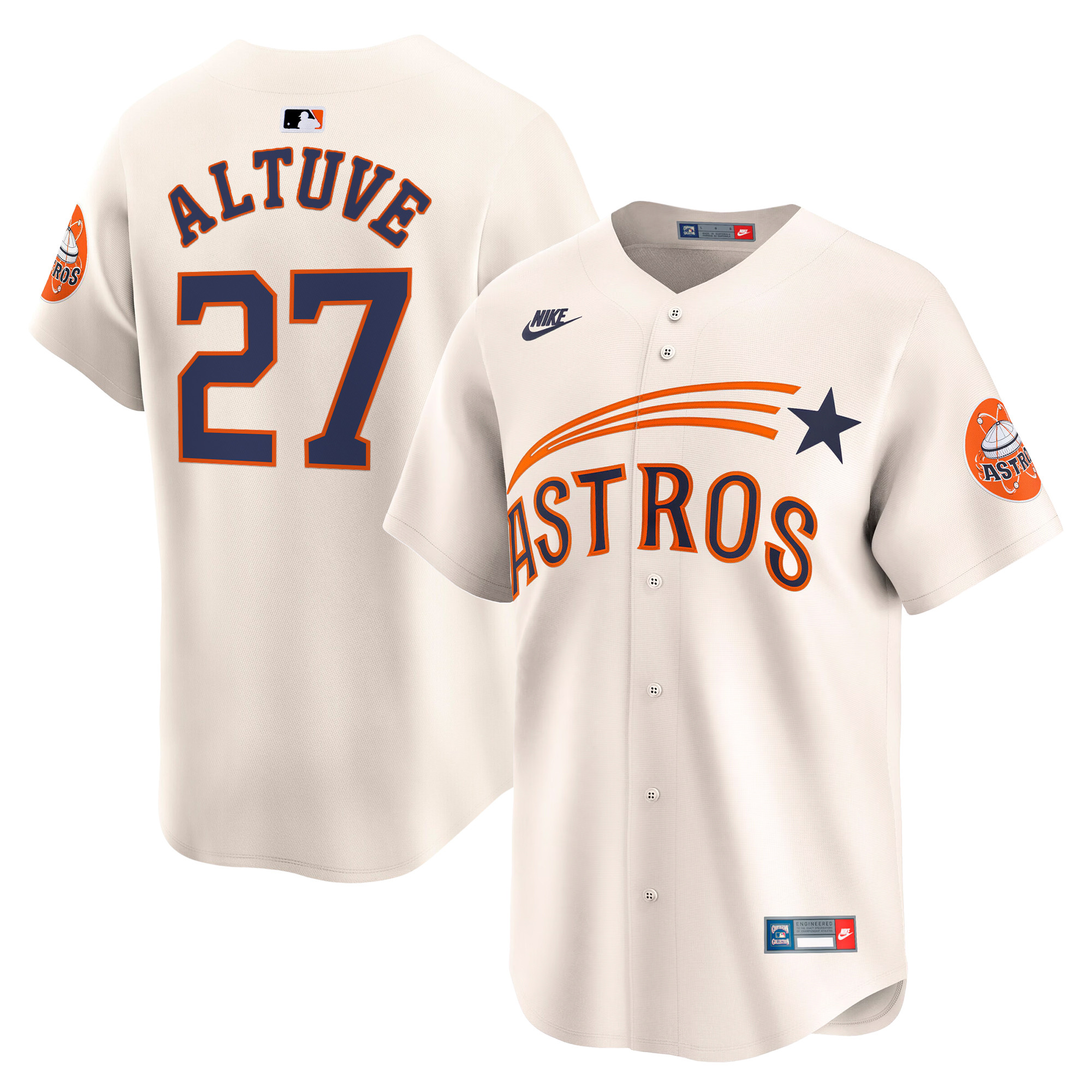 JosÃƒÆ’Ã‚Â© Altuve Men's Houston Astros Throwback Vapor Premier Limited Shooting Stars Jersey - All Stitched