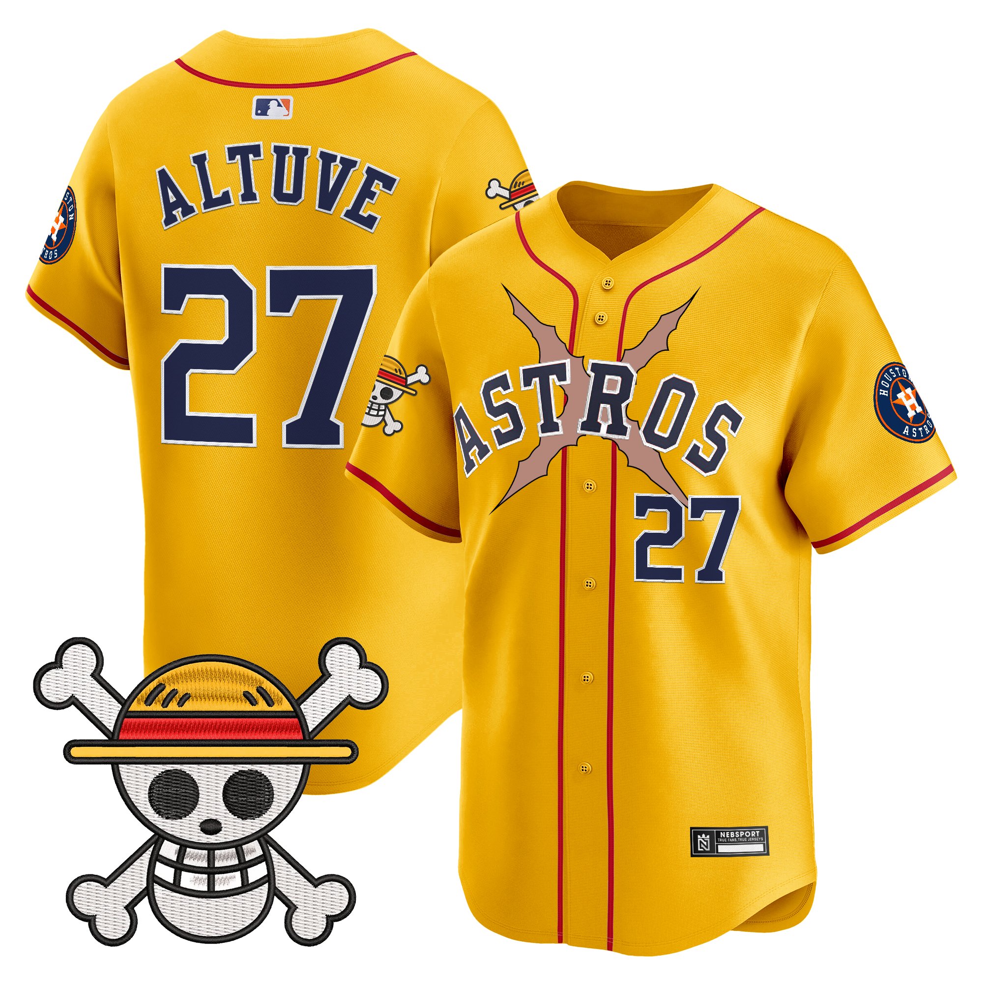 JosÃƒÆ’Ã‚Â© Altuve Men's Houston Astros x One Piece 2025 Vapor Premier Limited Gold Jersey - All Stitched