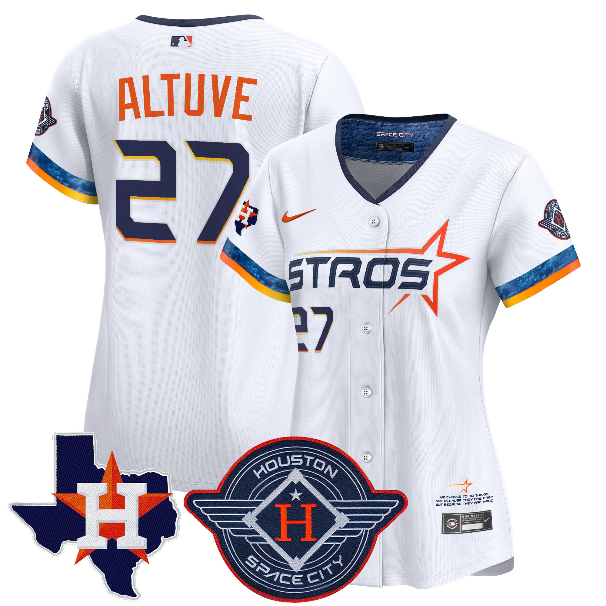 JosÃƒÆ’Ã‚Â© Altuve Women's Houston Astros 2025 City Connect Texas Patch Vapor Premier Limited White Jersey - All Stitched