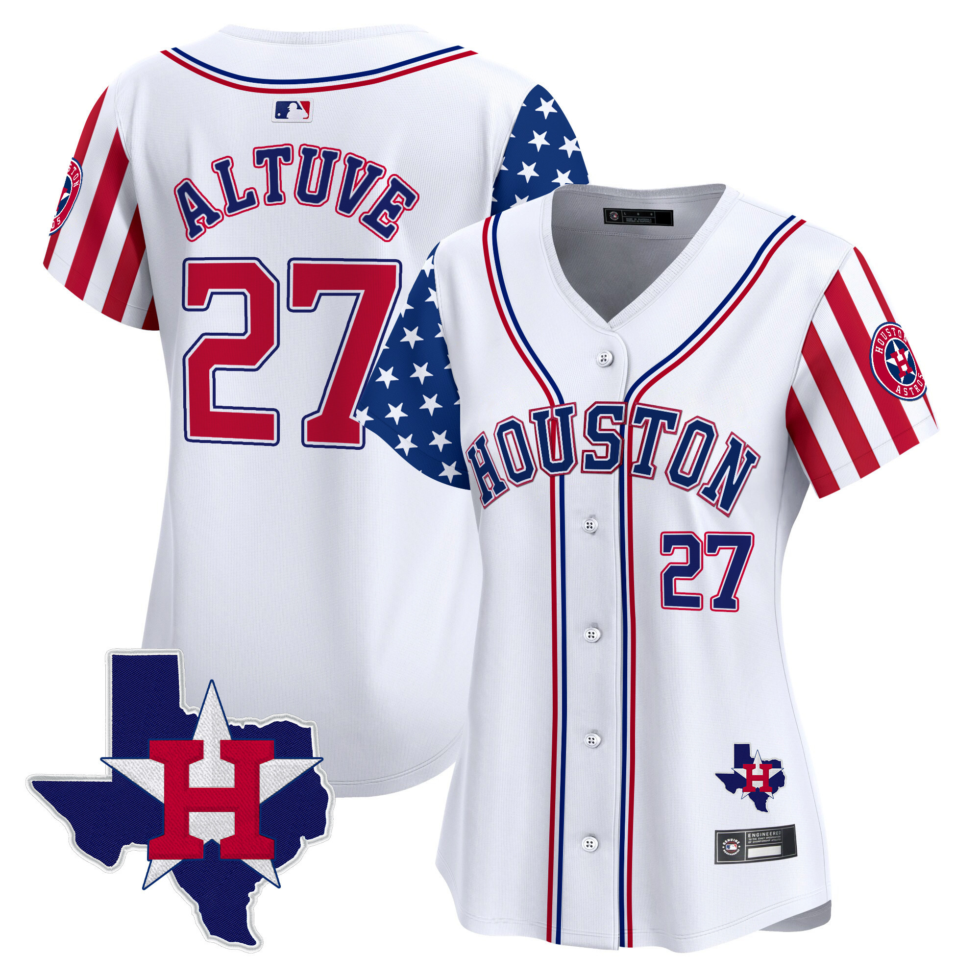 JosÃƒÆ’Ã‚Â© Altuve Women's Houston Astros 2025 Independence Day Vapor Premier Limited White Jersey V2 - All Stitched