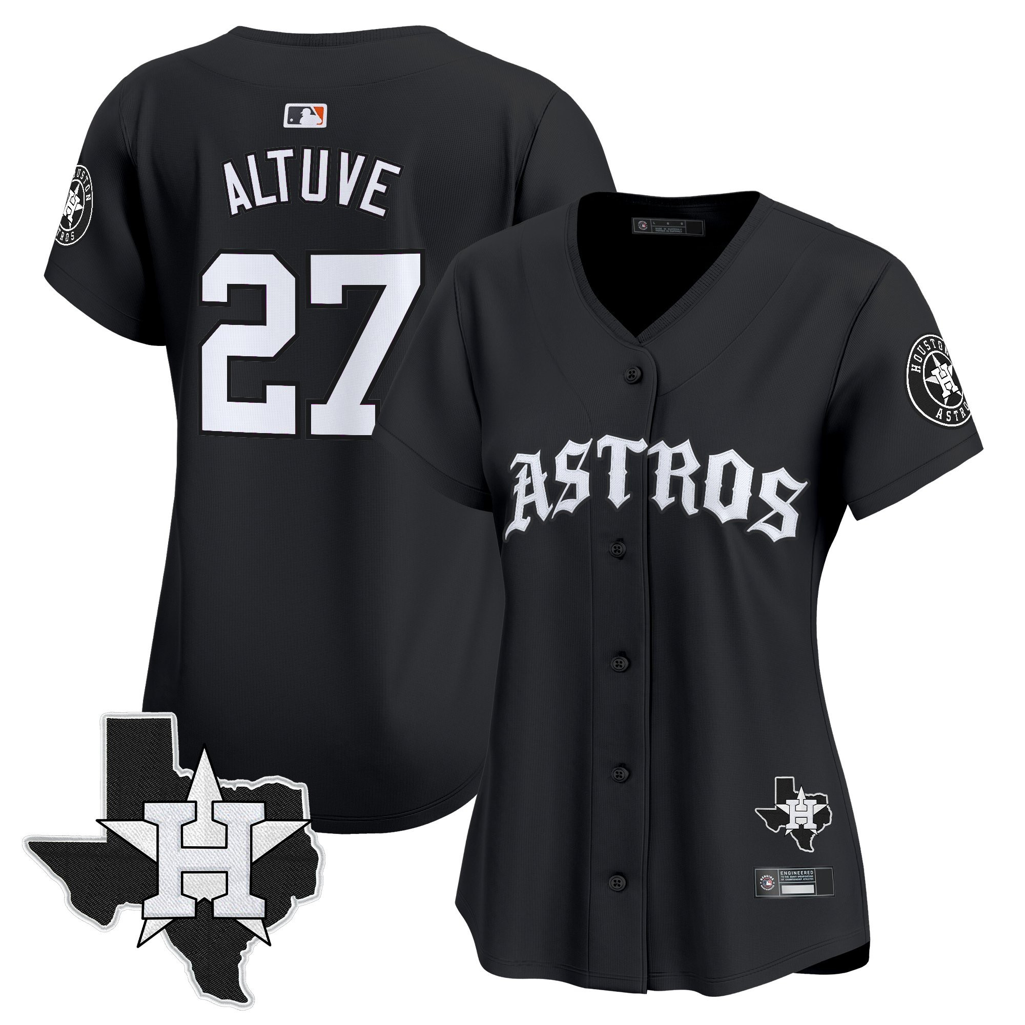 JosÃƒÆ’Ã‚Â© Altuve Women's Houston Astros Old English Edition Vapor Premier Limited Black Jersey - All Stitched