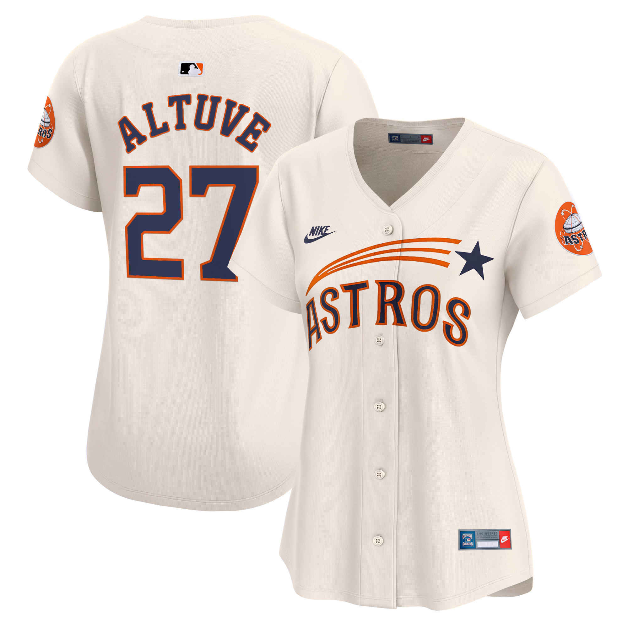 JosÃƒÆ’Ã‚Â© Altuve Women's Houston Astros Throwback Cooperstown Vapor Premier Limited Cream Jersey - All Stitched