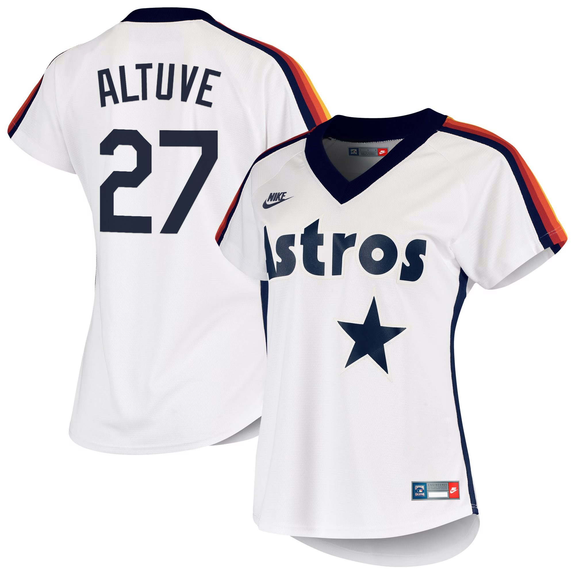 JosÃƒÆ’Ã‚Â© Altuve Women's Houston Astros Throwback Vapor Premier Limited Rainbow Shoulders Jersey - All Stitched