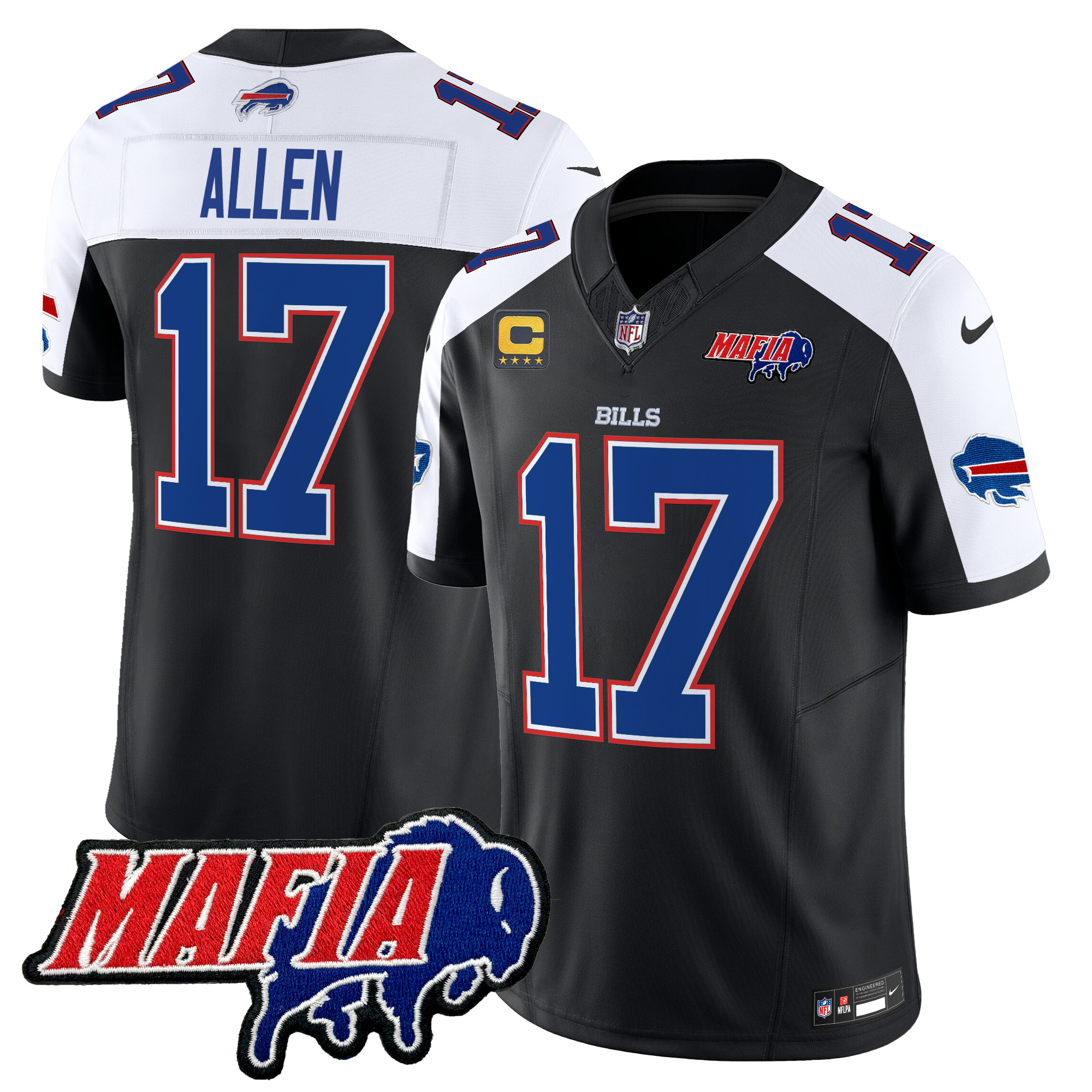 Josh Allen Men's Buffalo Bills 2024 Buffalo Bills Mafia Patch Vapor Limited Black Alternate Jersey - All Stitched