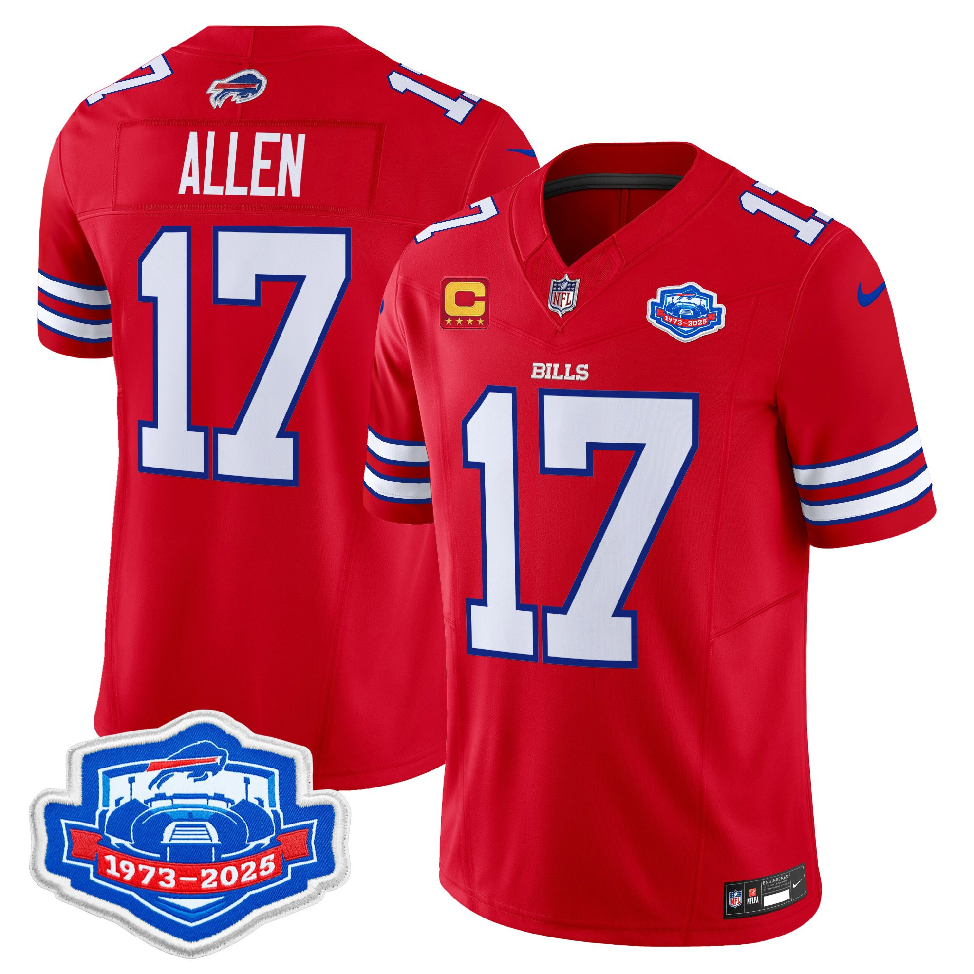 Josh Allen Men's Buffalo Bills 2025 Farewell Season Patch Vapor Limited Red Jersey - All Stitched