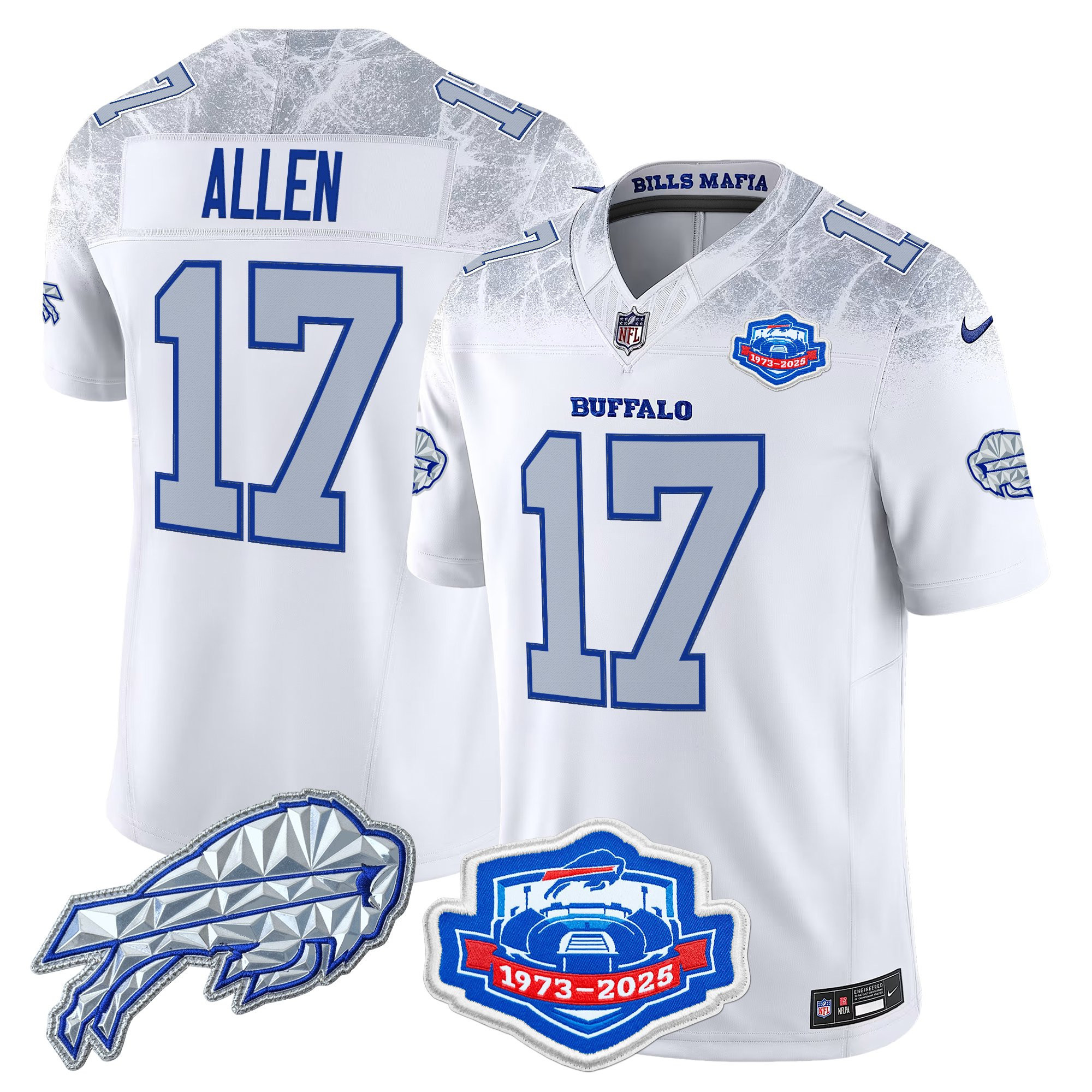 Josh Allen Men's Buffalo Bills 2025 Rivalries Vapor Limited Cold Front Jersey - Farewell Season Patch - All Stitched