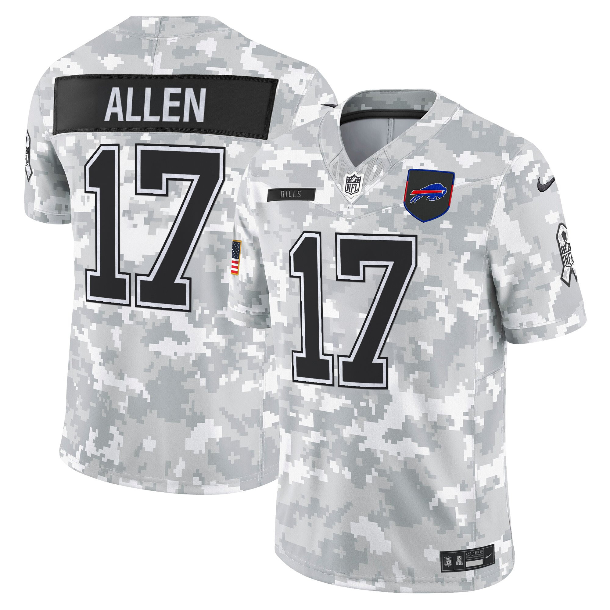 Josh Allen Men's Buffalo Bills 2025 Salute to Service Vapor Limited Arctic Camo Jersey - All Stitched