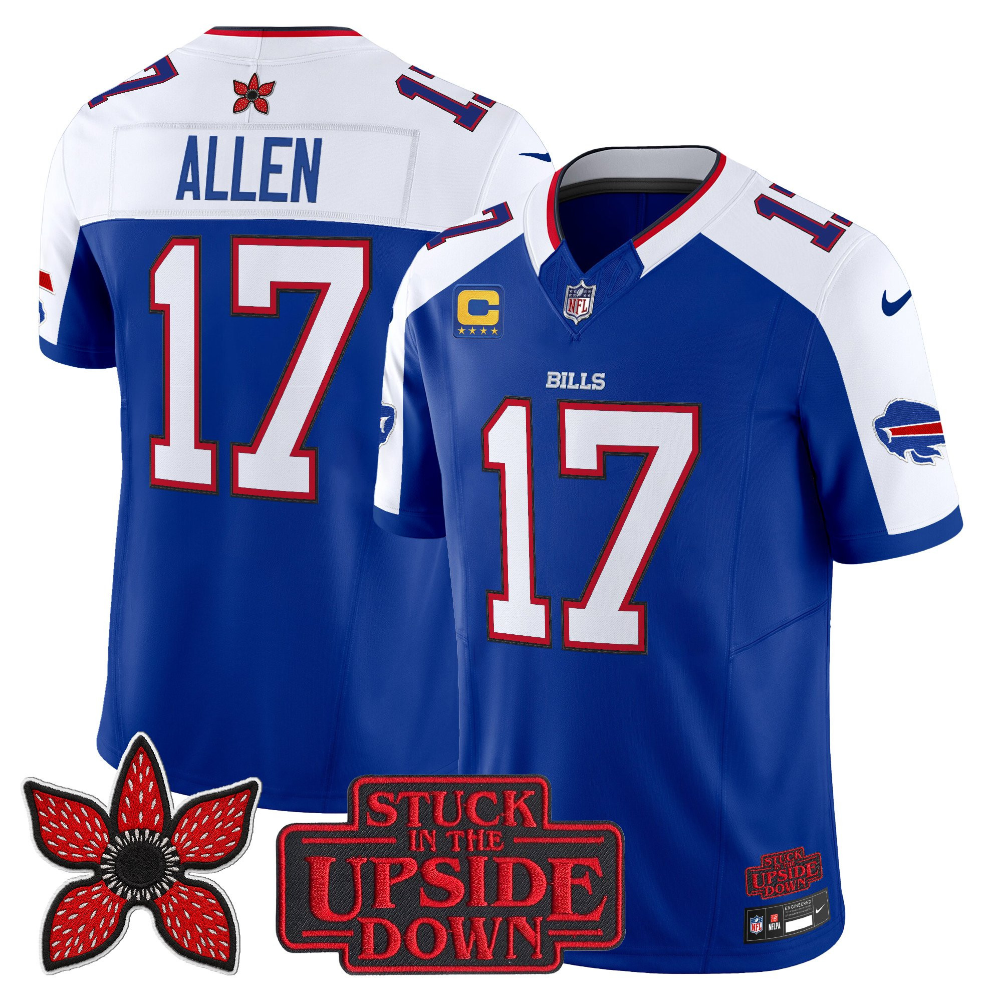 Josh Allen Men's Buffalo Bills Stranger Things Edition Vapor Limited Royal Alternate Jersey V2 - All Stitched