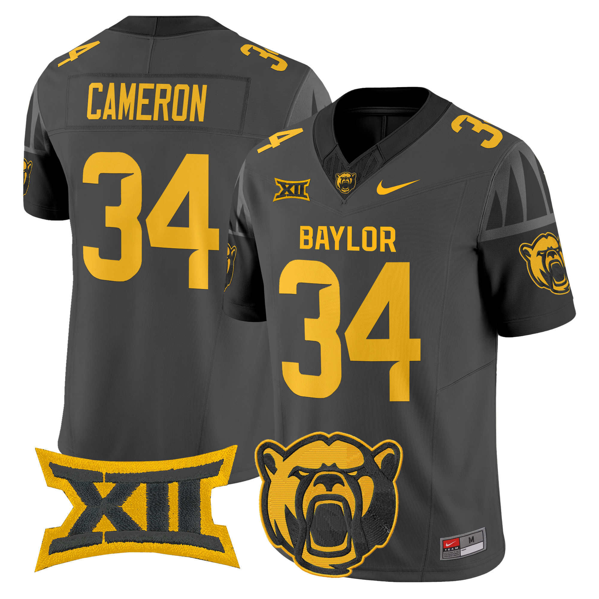 Josh Cameron Men's Baylor Bears 2025 Vapor Limited Black Jersey V2 - All Stitched