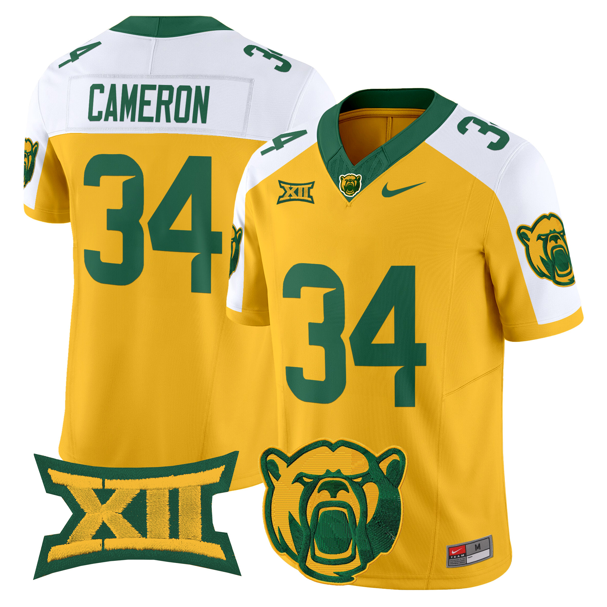 Josh Cameron Men's Baylor Bears 2025 Vapor Limited Gold Alternate Jersey - All Stitched
