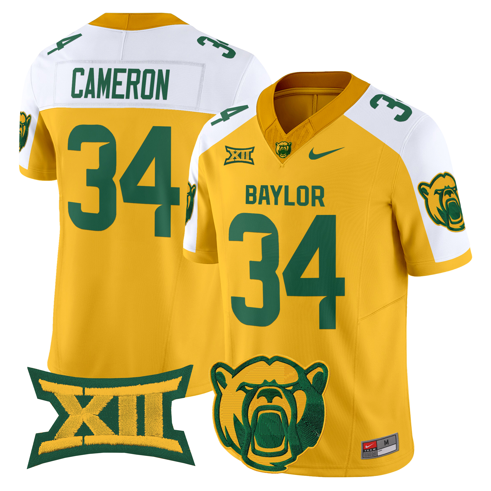 Josh Cameron Men's Baylor Bears 2025 Vapor Limited Gold Alternate Jersey V2 - All Stitched