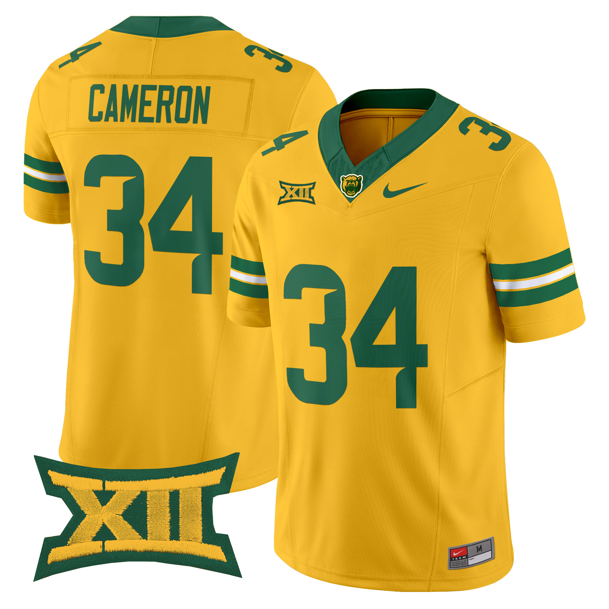 Josh Cameron Men's Baylor Bears 2025 Vapor Limited Gold Jersey - All Stitched