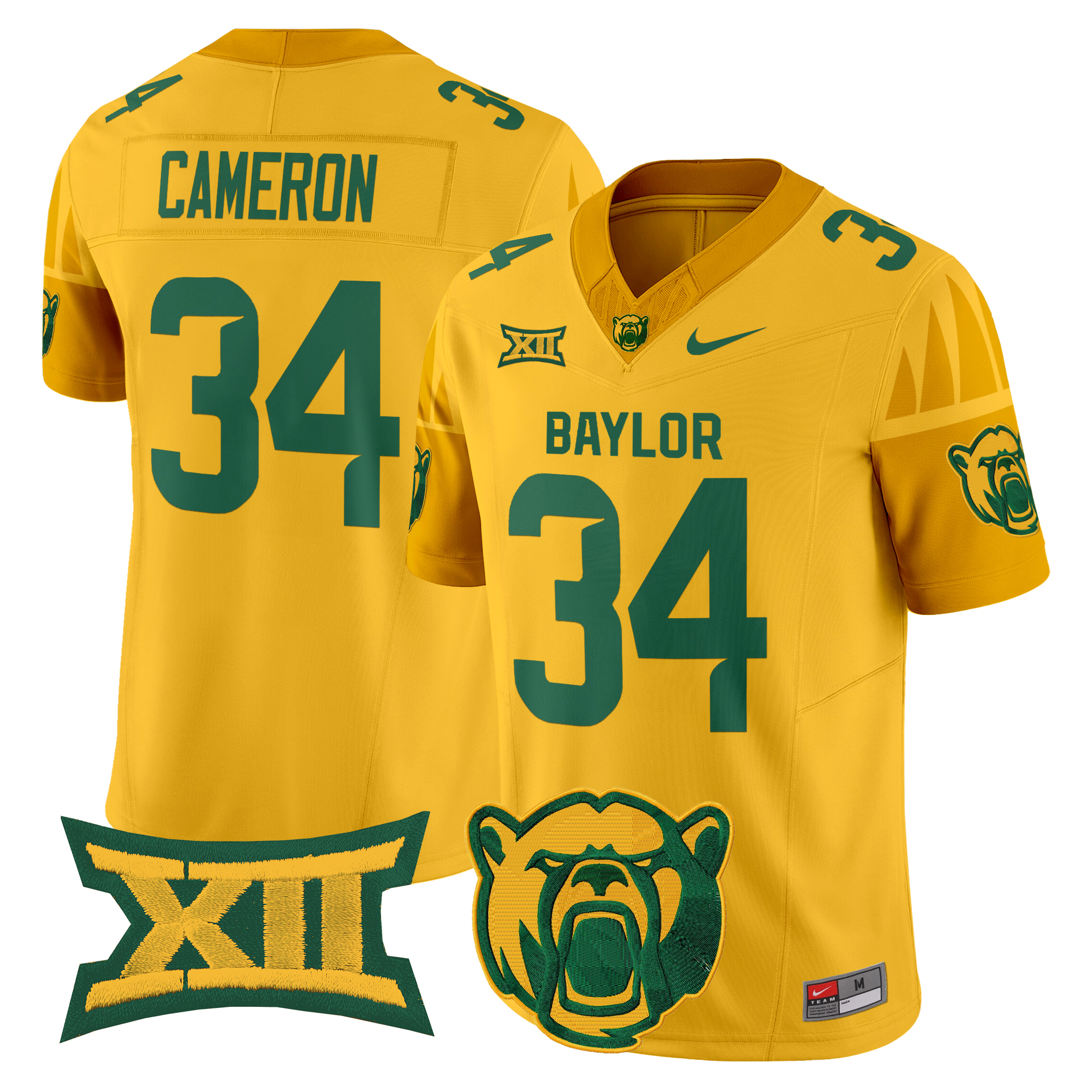 Josh Cameron Men's Baylor Bears 2025 Vapor Limited Gold Jersey V2 - All Stitched
