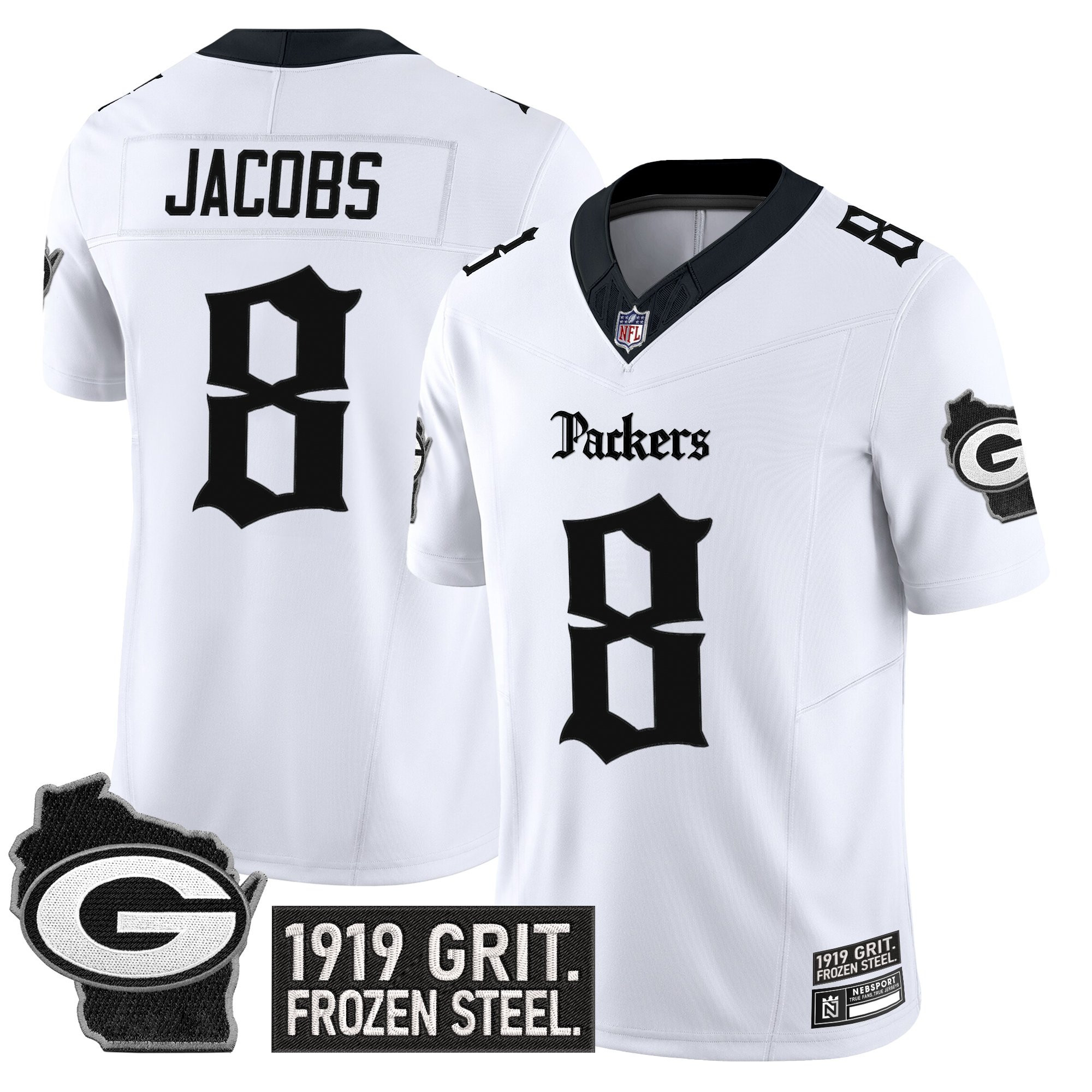 Josh Jacobs Men's Green Bay Packers Gothic Frozen Tundra Edition Vapor Limited White Jersey - All Stitched