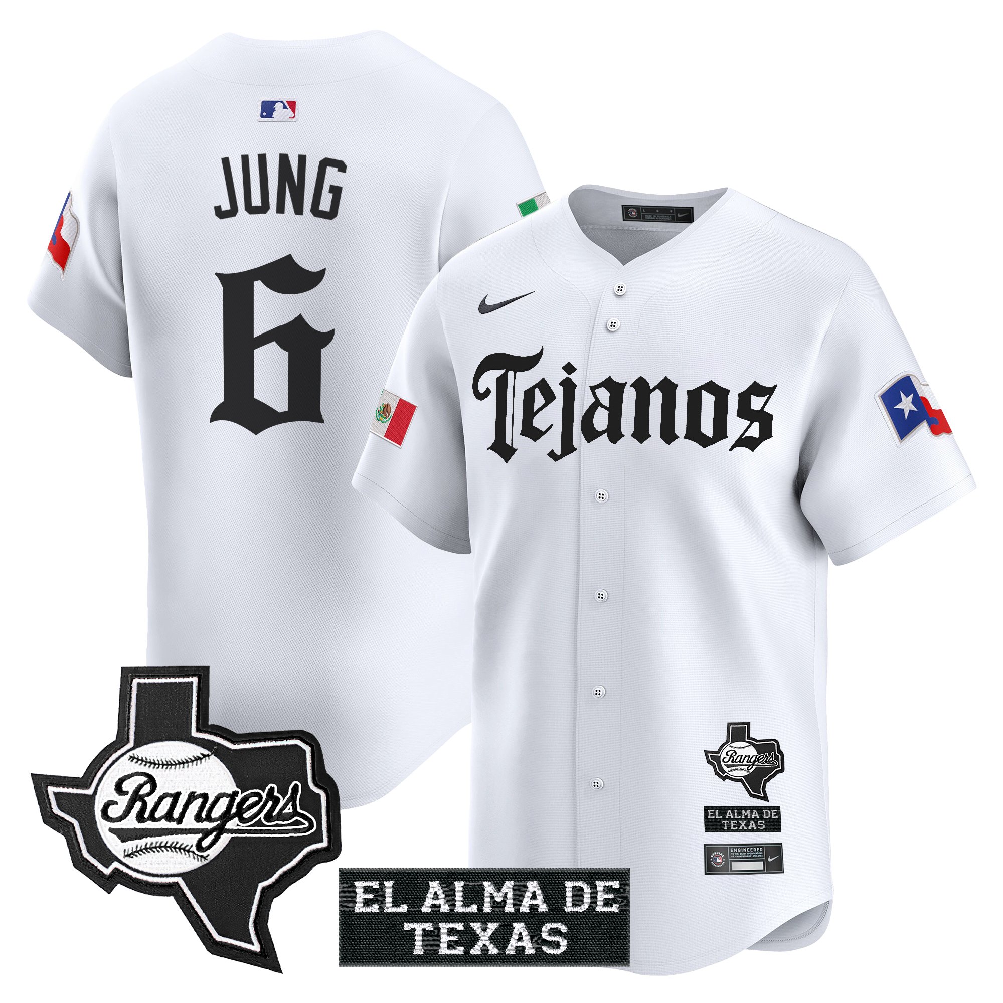 Josh Jung Men's Texas Rangers Mexico Tejano Barrio Style Vapor Premier Limited White Jersey - All Stitched