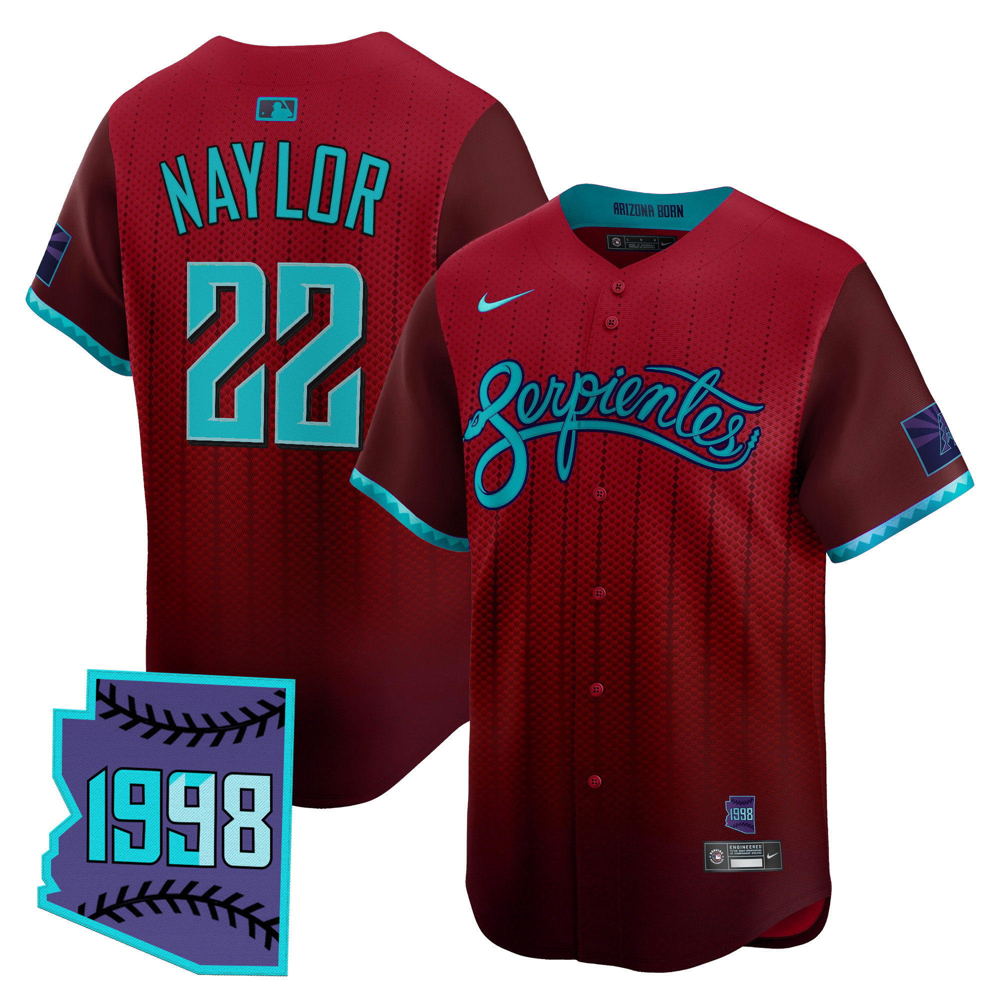 Josh Naylor Men's Arizona Diamondbacks 2025 City Connect Vapor Premier Limited Red Jersey V2 - Stitched