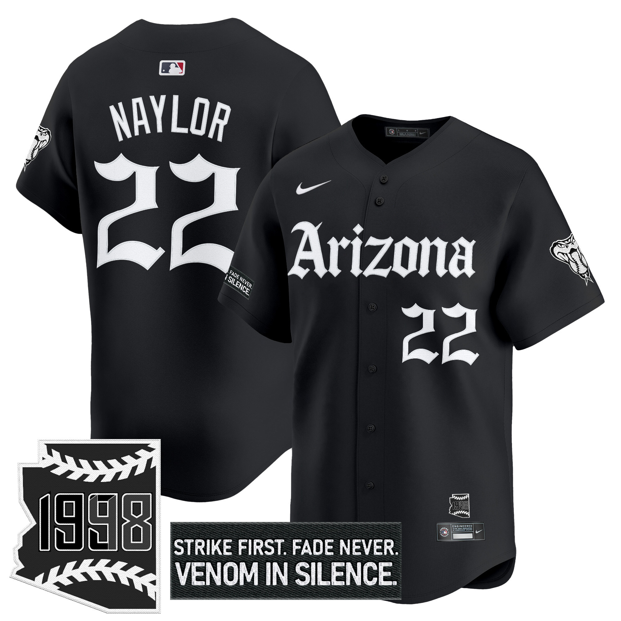 Josh Naylor Men's Arizona Diamondbacks Gothic Desert Fang Edition Vapor Premier Limited Black Jersey - All Stitched